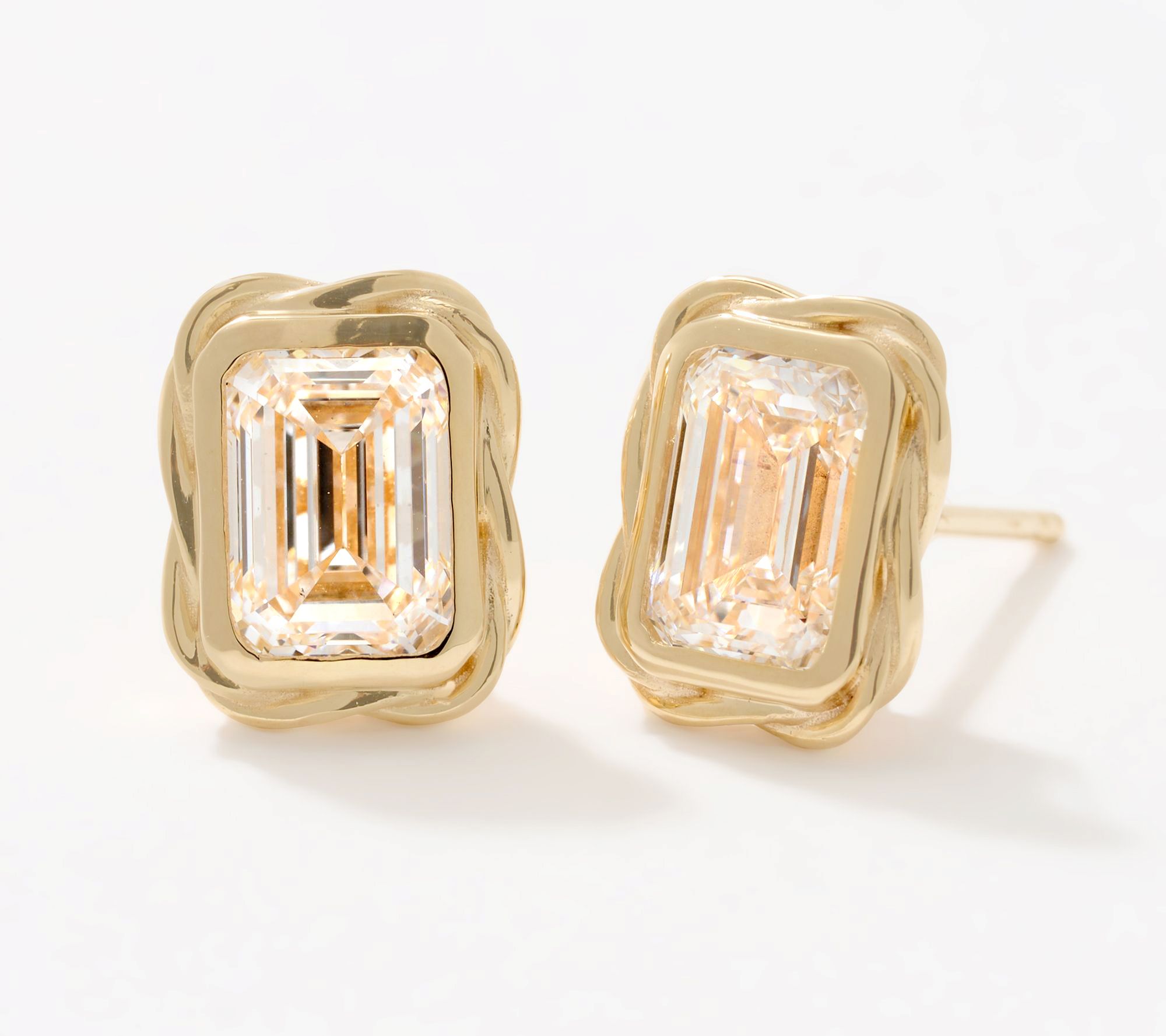 XO TACORI Lab Grown Diamond Emerald 2.00 cttw Bezel Studs, 14K