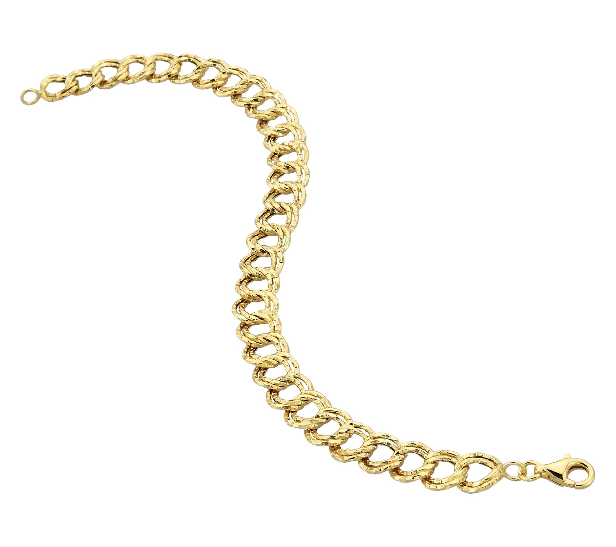 Adorna 14K Gold Textured Double Oval Link Bracelet