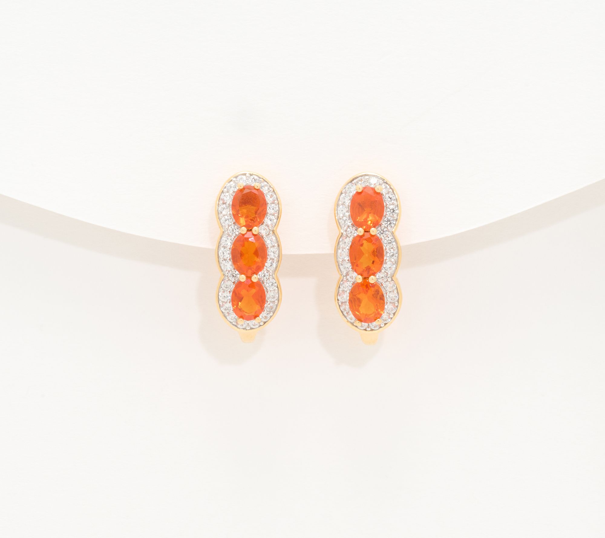 Affinity Gems Linear Design Gemstone & White Zircon J Hoops, Sterli