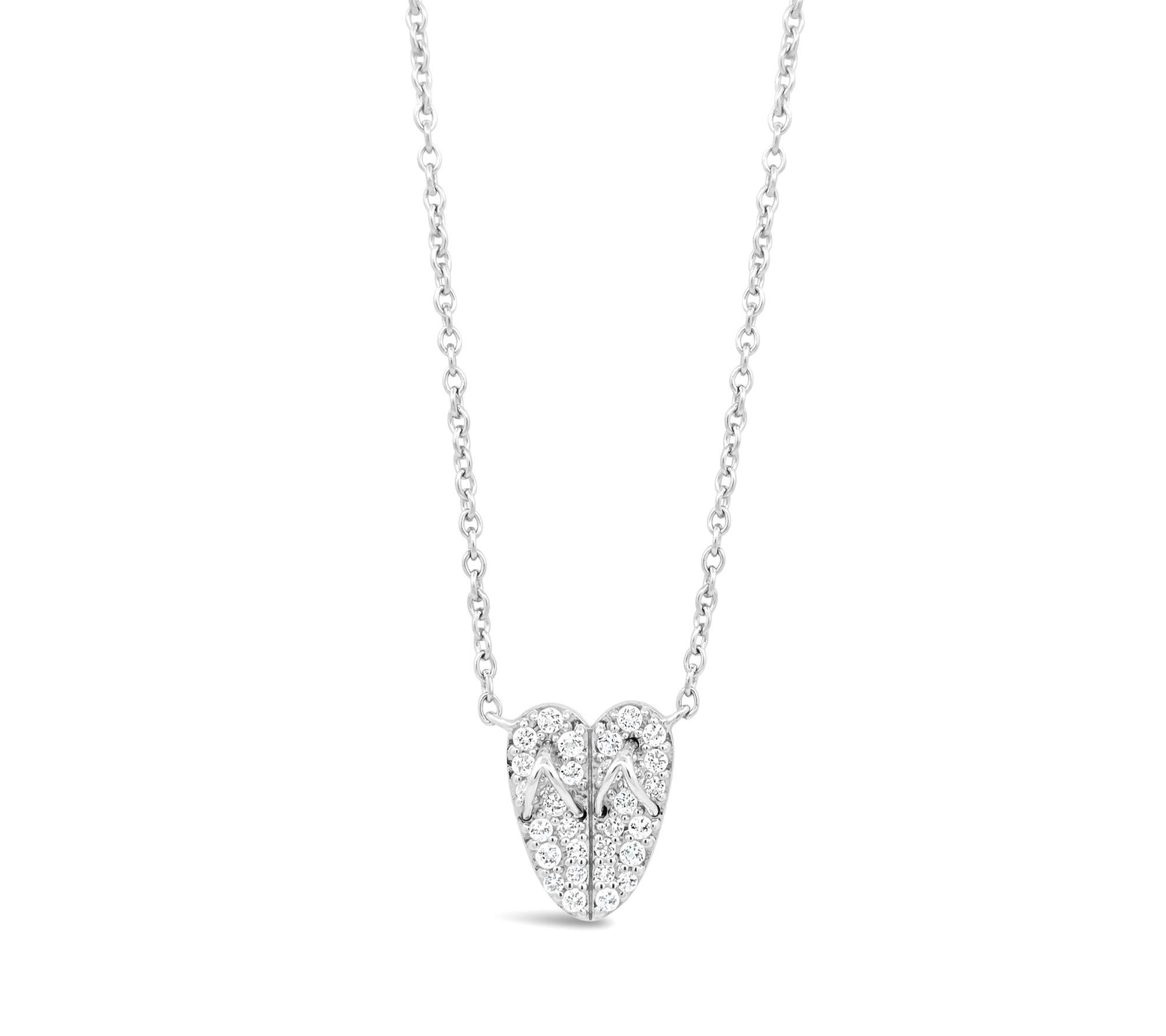 Goddaughters Sterling White Topaz Flip Flop Heart Necklace