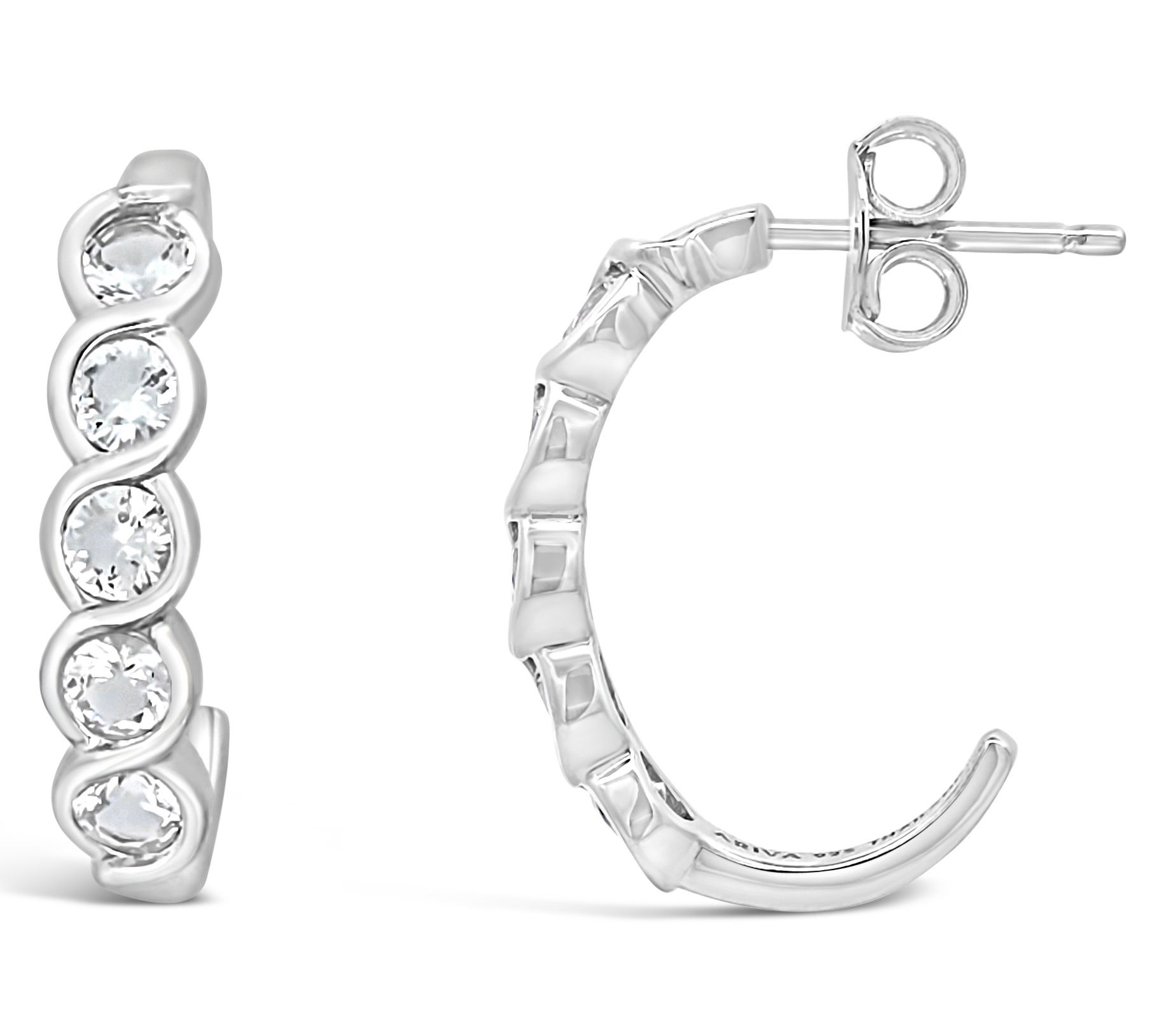 Ariva Sterling Silver White Topaz Fionna Hoop Earrings