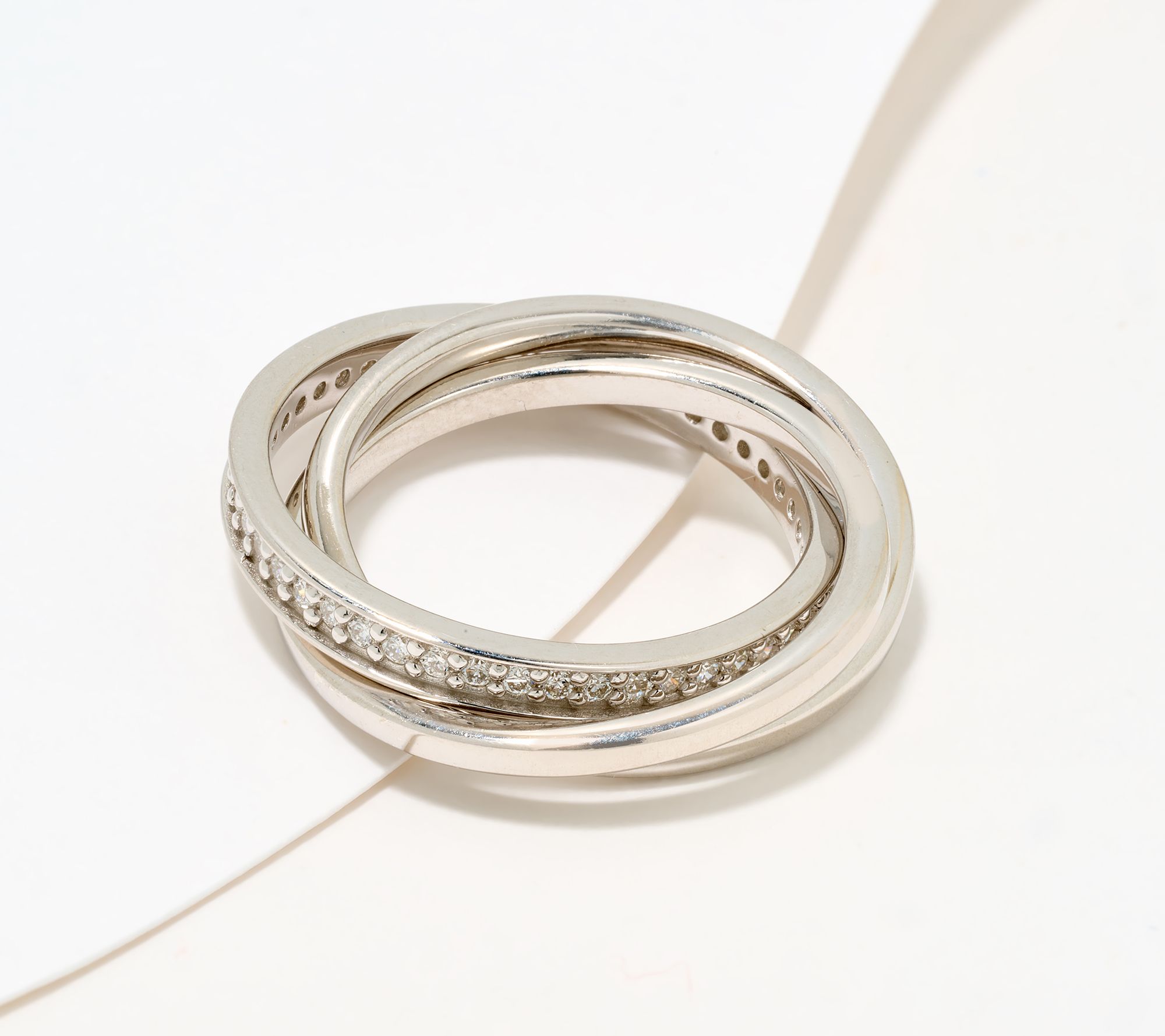  Fire Light Lab Grown Diamond Rolling Ring, Sterling Silver