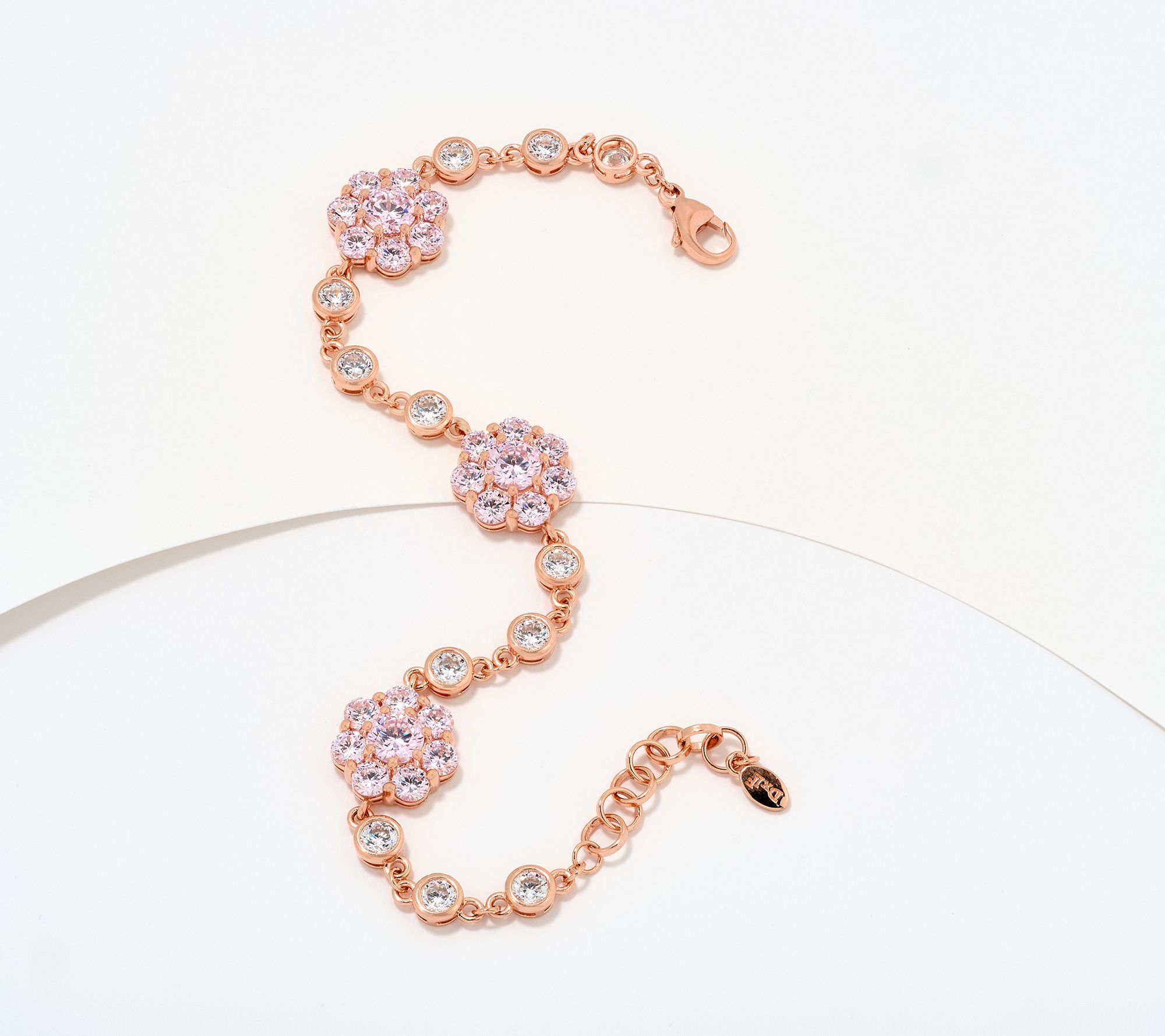 Diamonique x Lulu Frost Pink Flower Bracelet, Sterling Silver