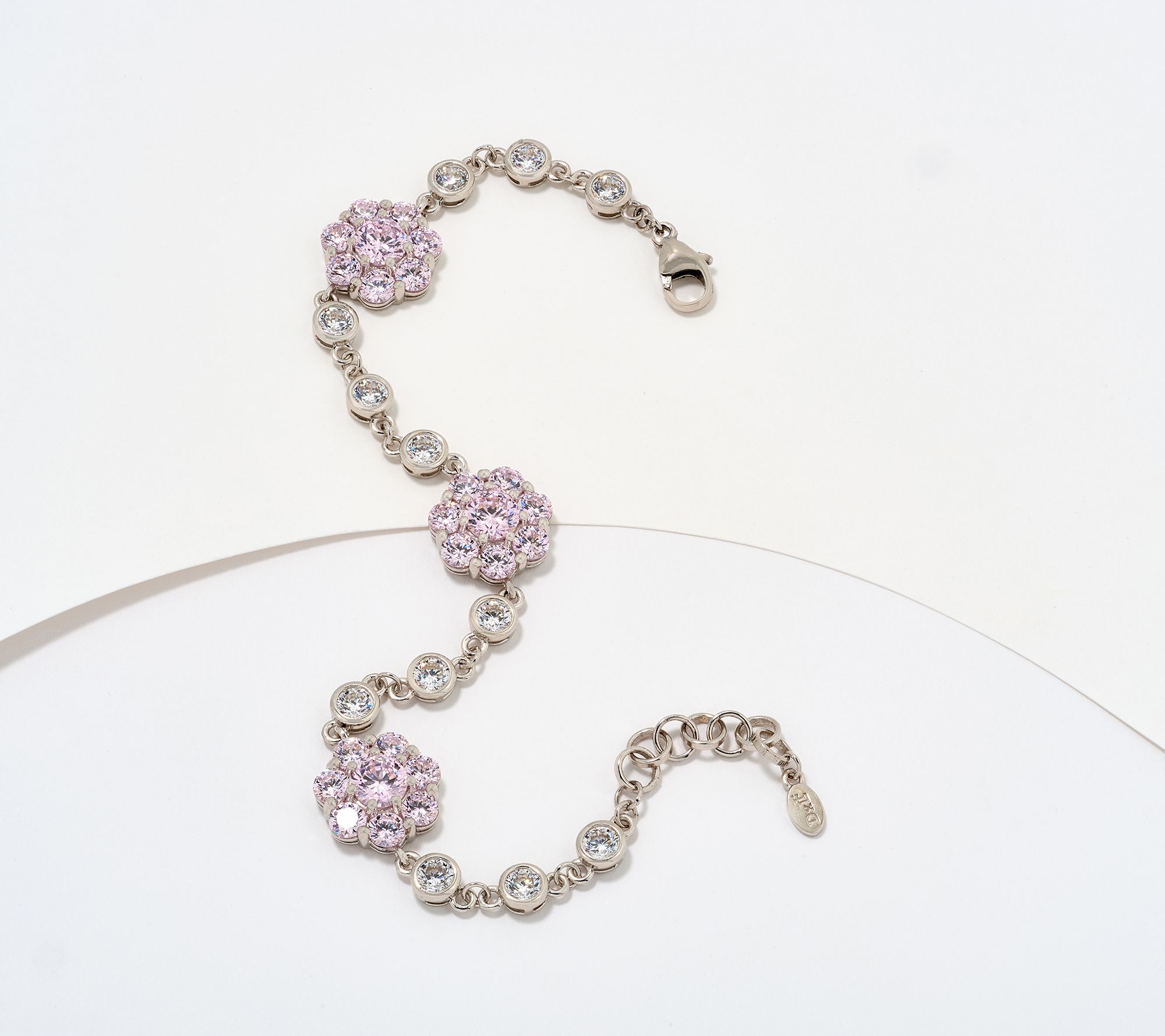 Diamonique x Lulu Frost Pink Flower Bracelet, Sterling Silver