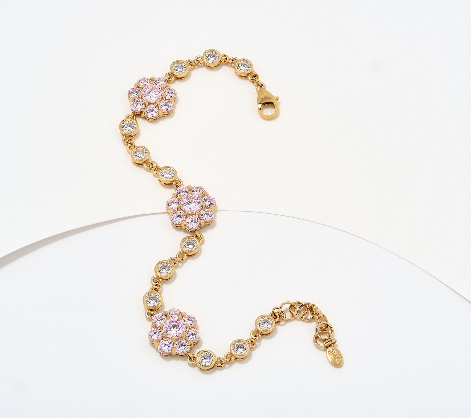 Diamonique x Lulu Frost Pink Flower Bracelet, Sterling Silver