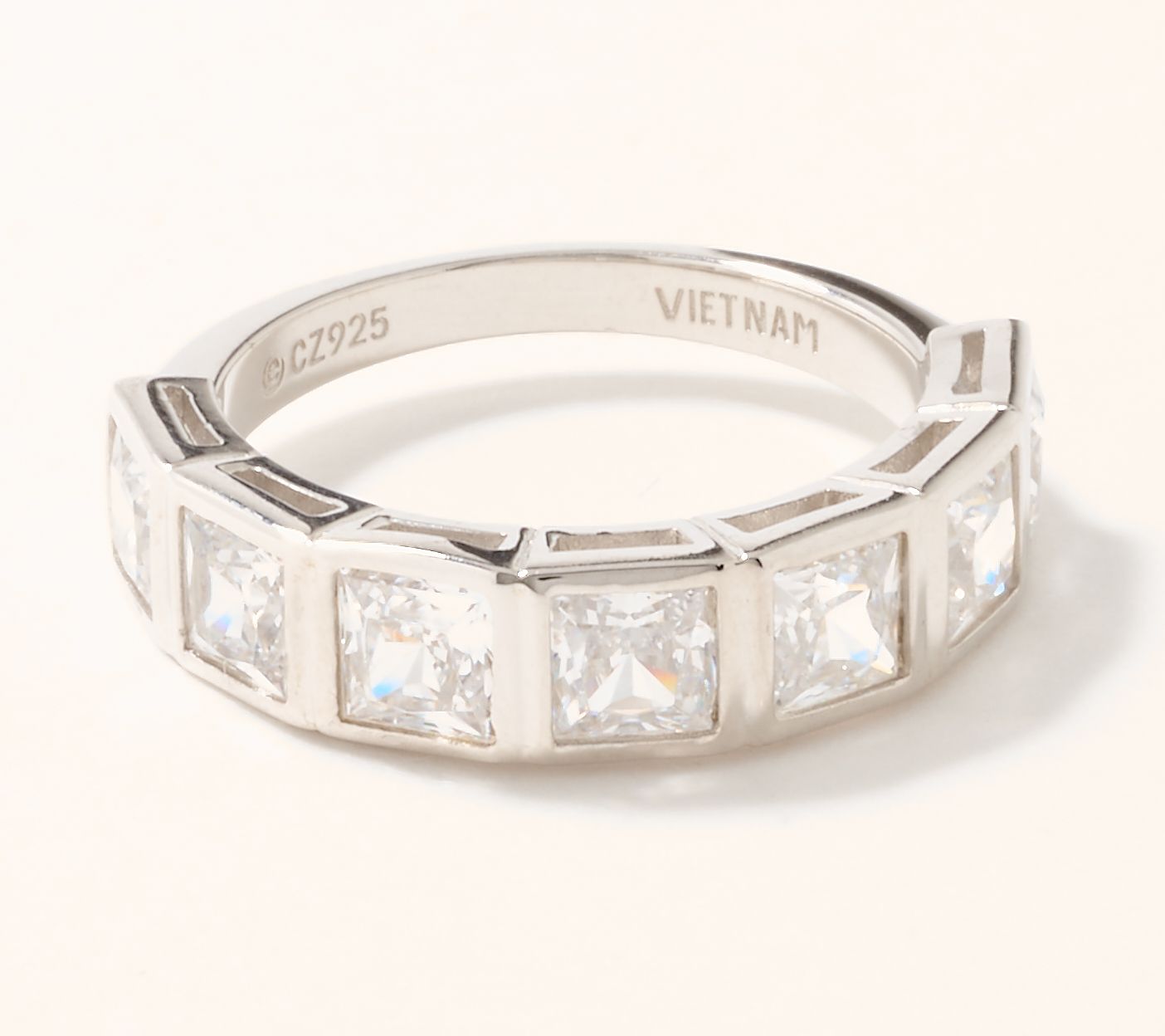 Diamonique North-South Half Eternity Band Ring, Sterling Silver