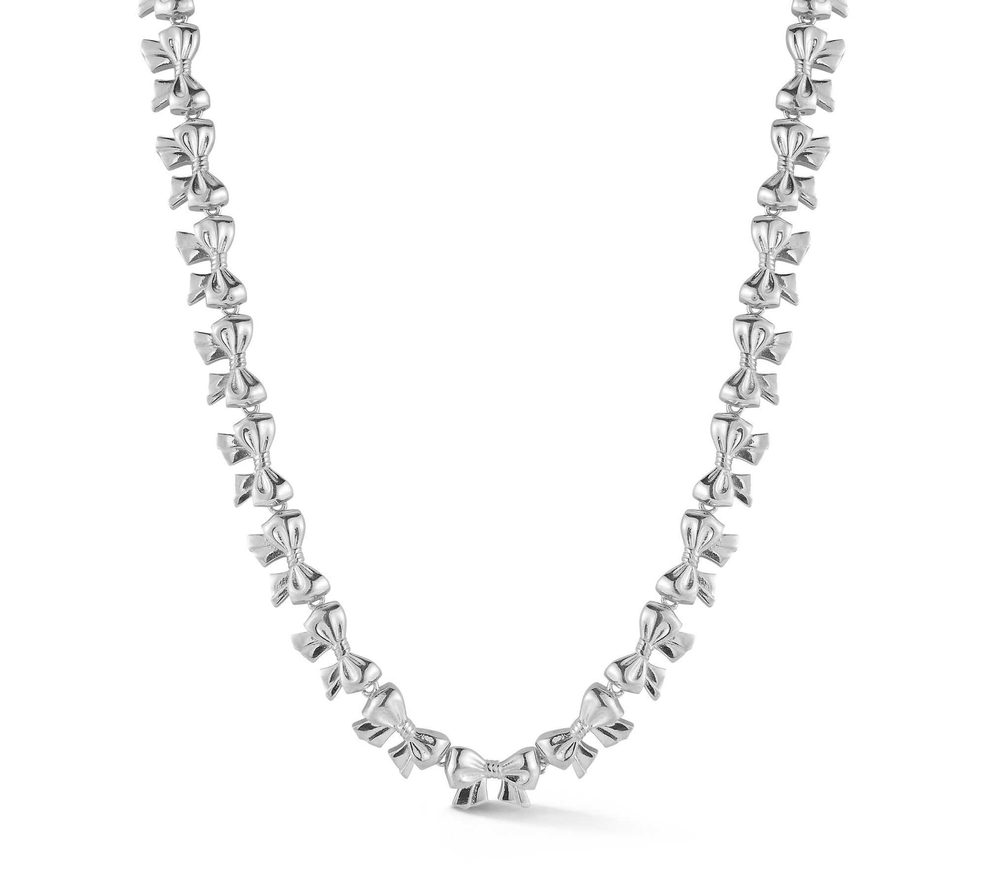 Sterlina Silver Polished Bow Chain Necklace, Sterling