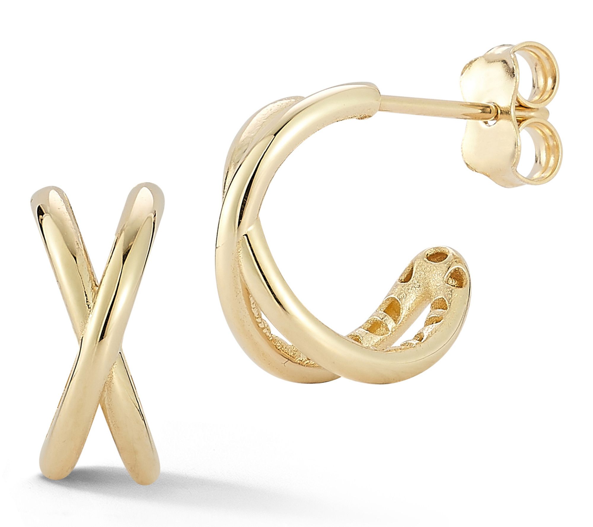 Luminosa Gold Criss Cross Hoop Earrings, 14K
