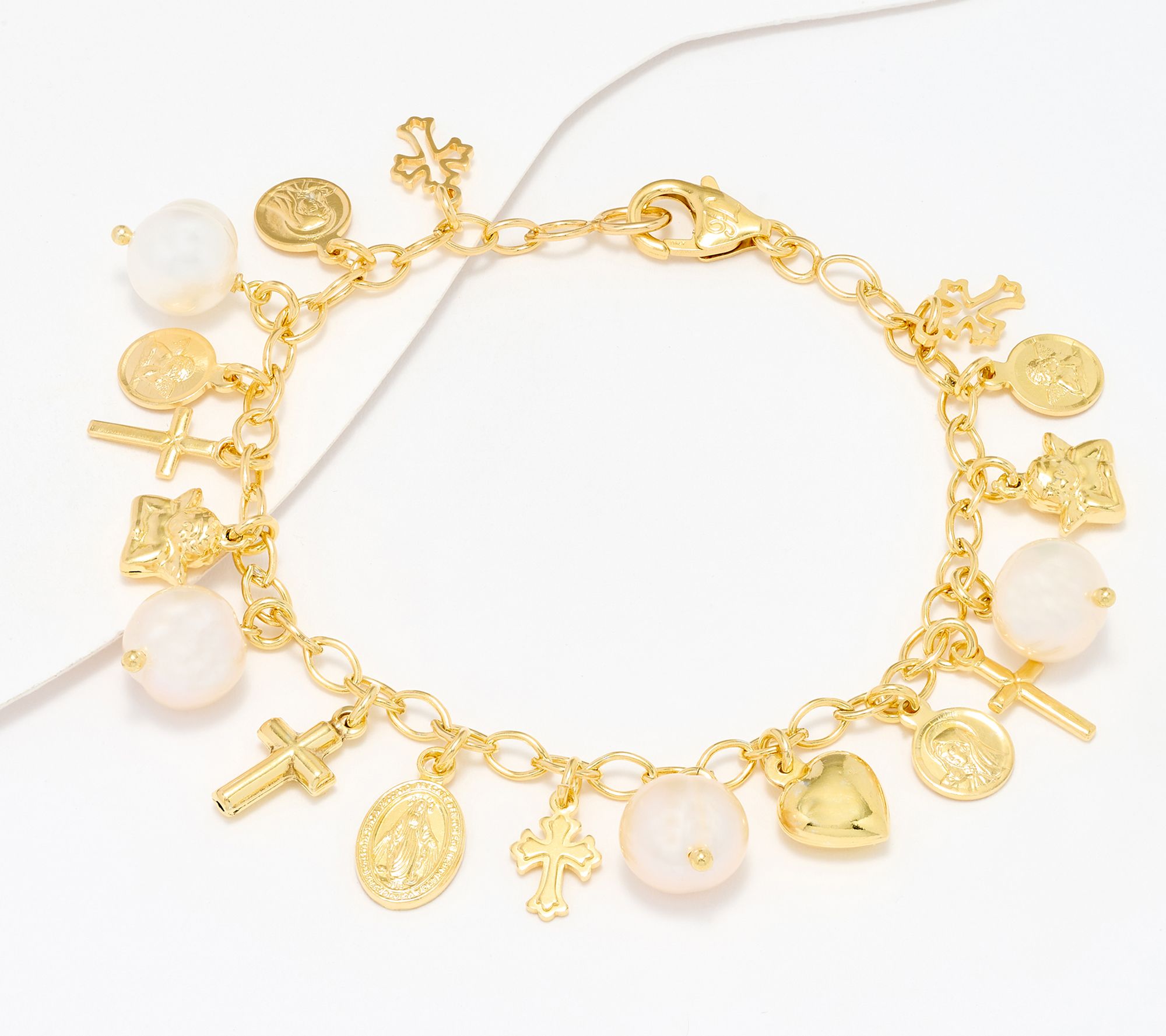 "As Is" Honora Sterling Silver Cultured Pearl Charm Bracelet