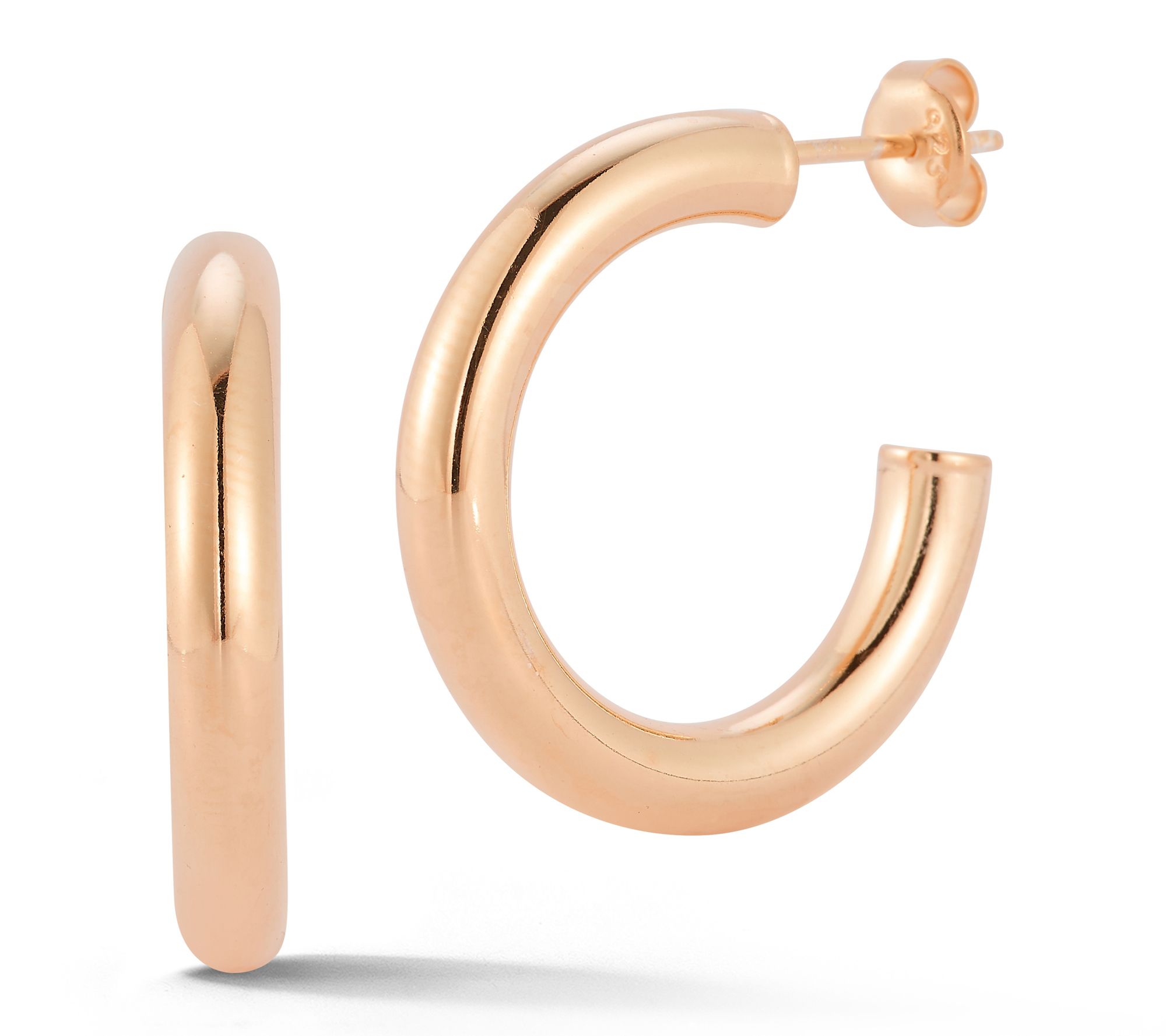 Sterlina Silver 4MM 1" Hoop Earrings, Sterling