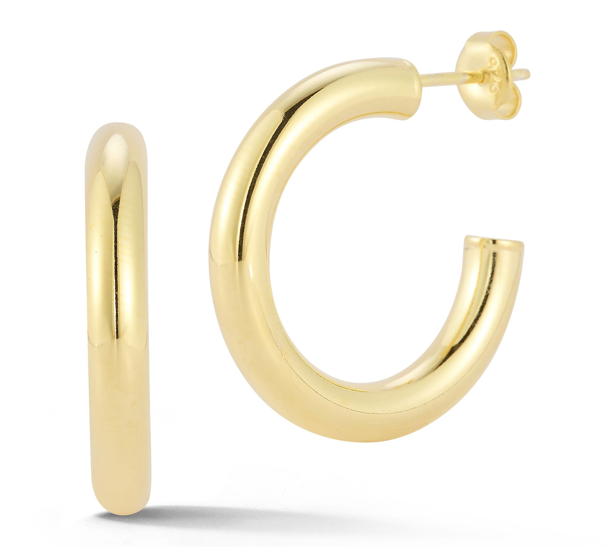 Sterlina Silver 4MM 1" Hoop Earrings, Sterling