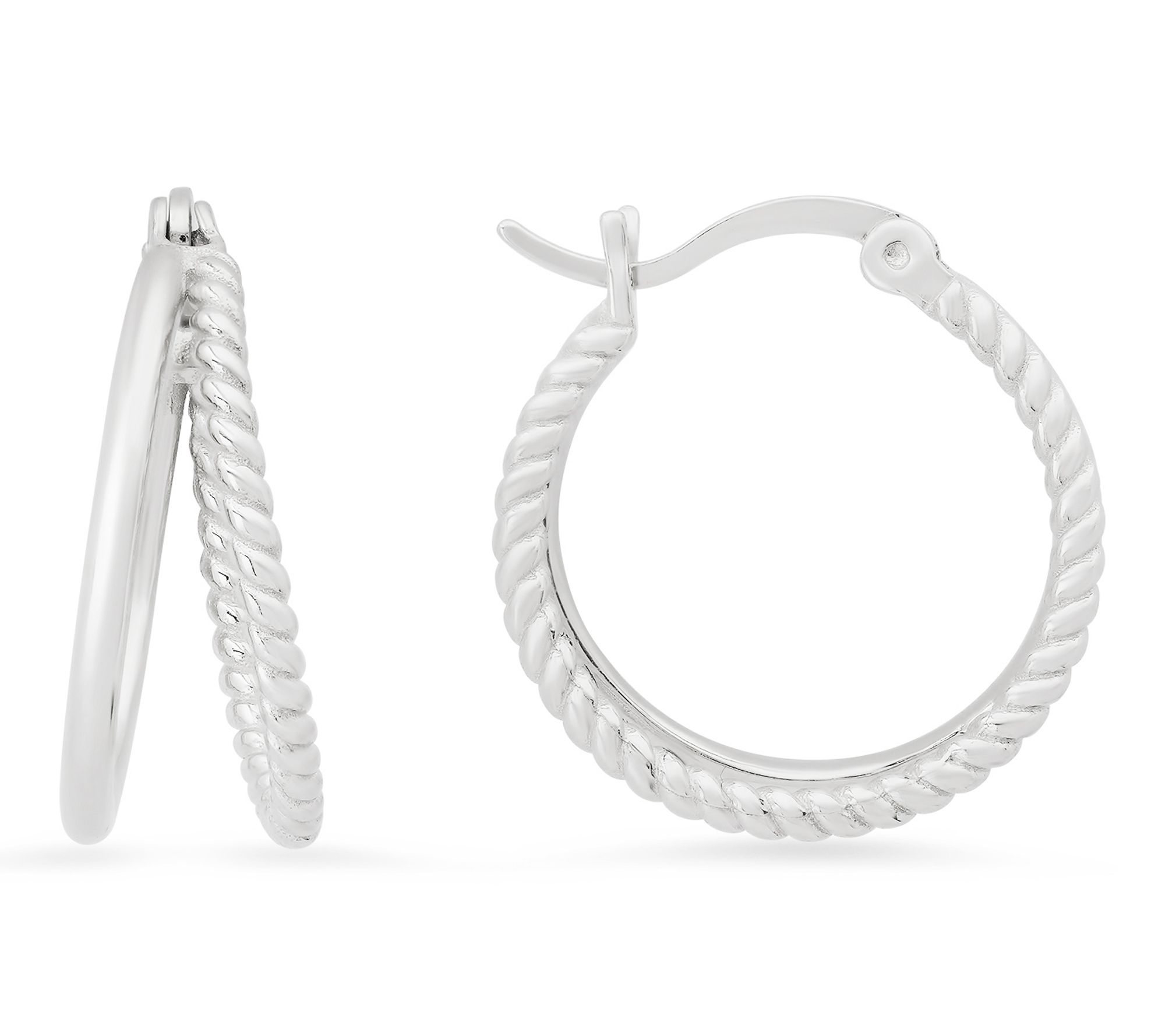 Sterling Silver Twisted Rope Double Hoop Earrings