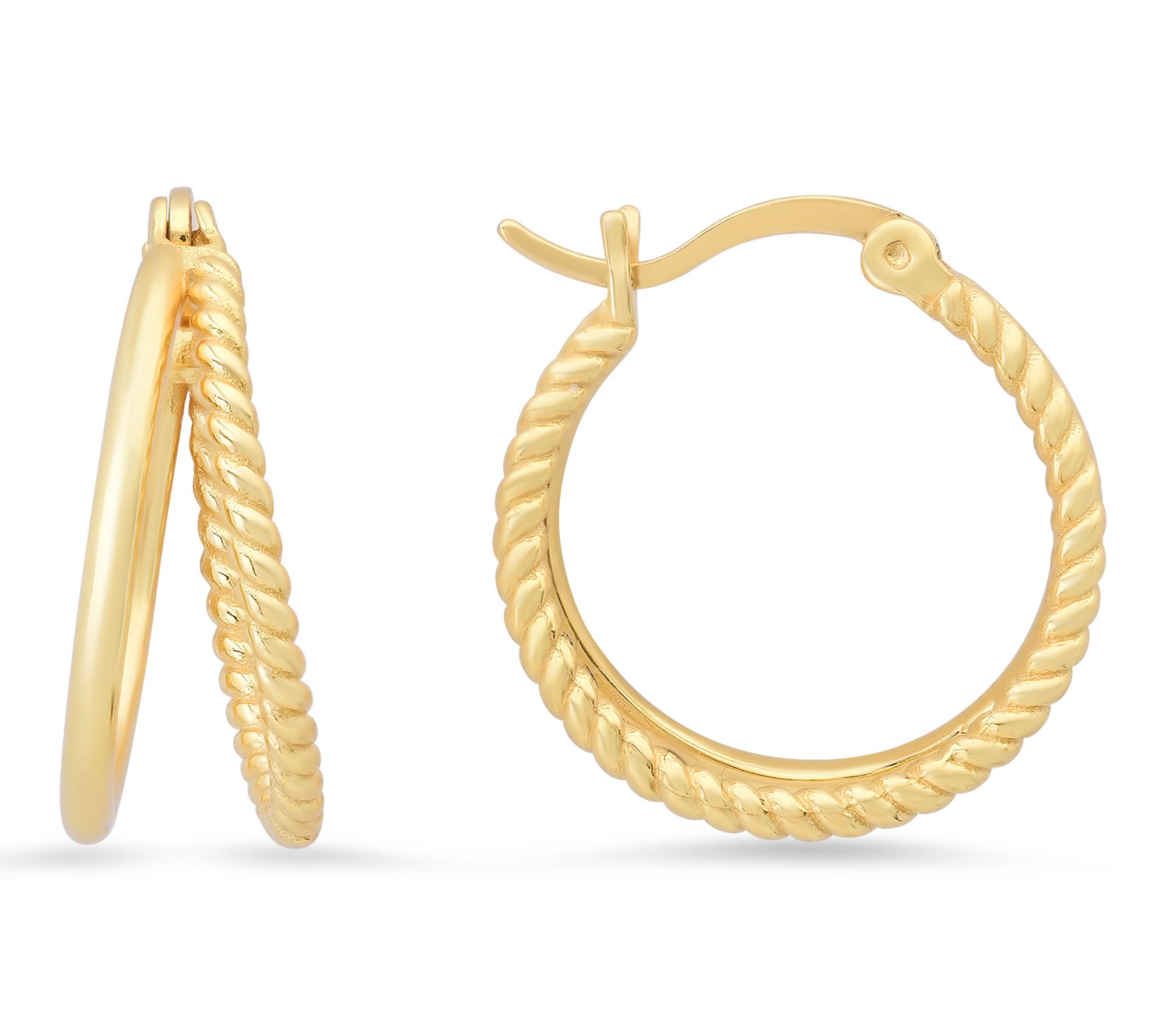 Sterling Silver Twisted Rope Double Hoop Earrings