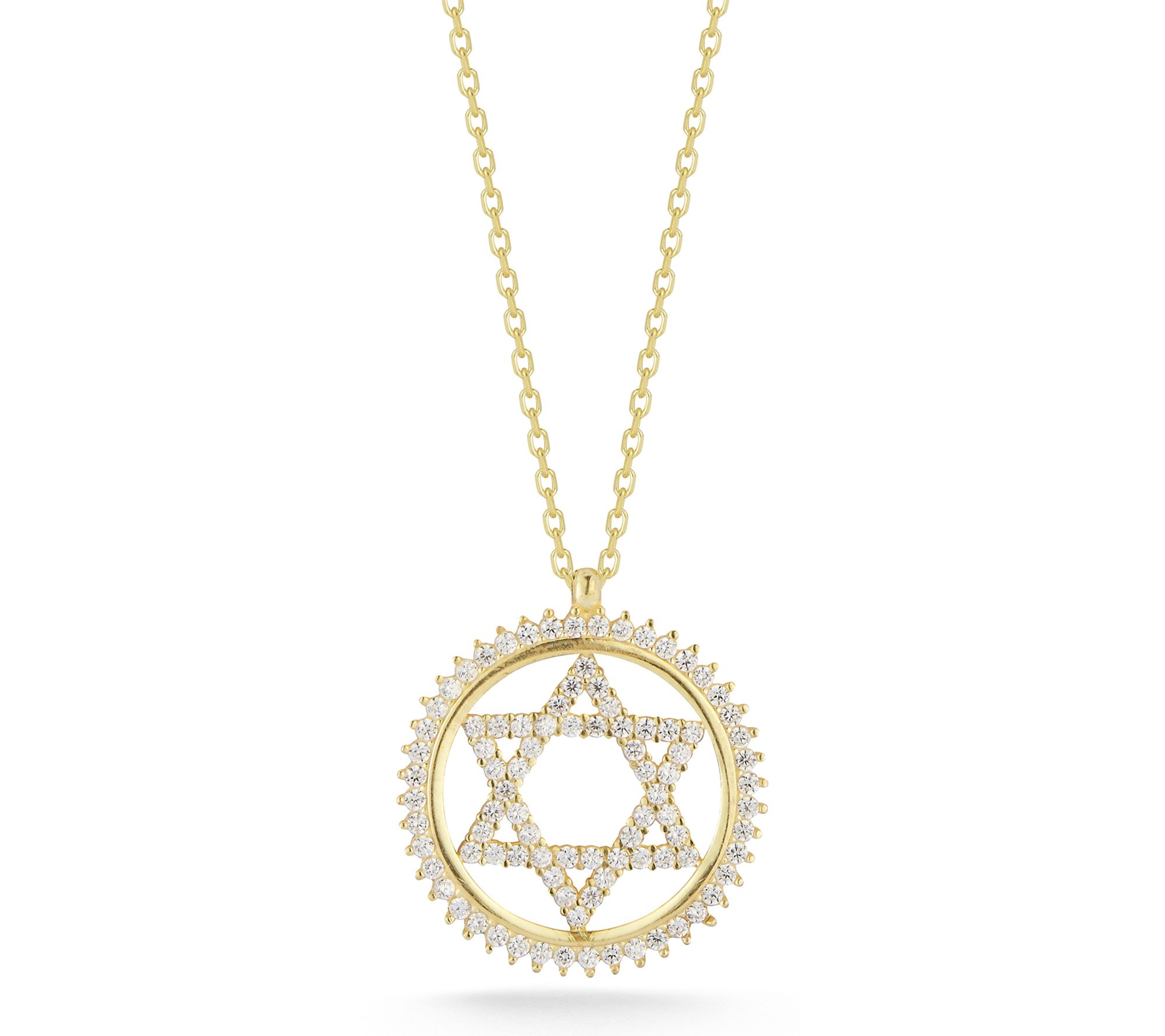 Sterlina Silver Pave Star of David Pendant w/Ch ain, Sterling