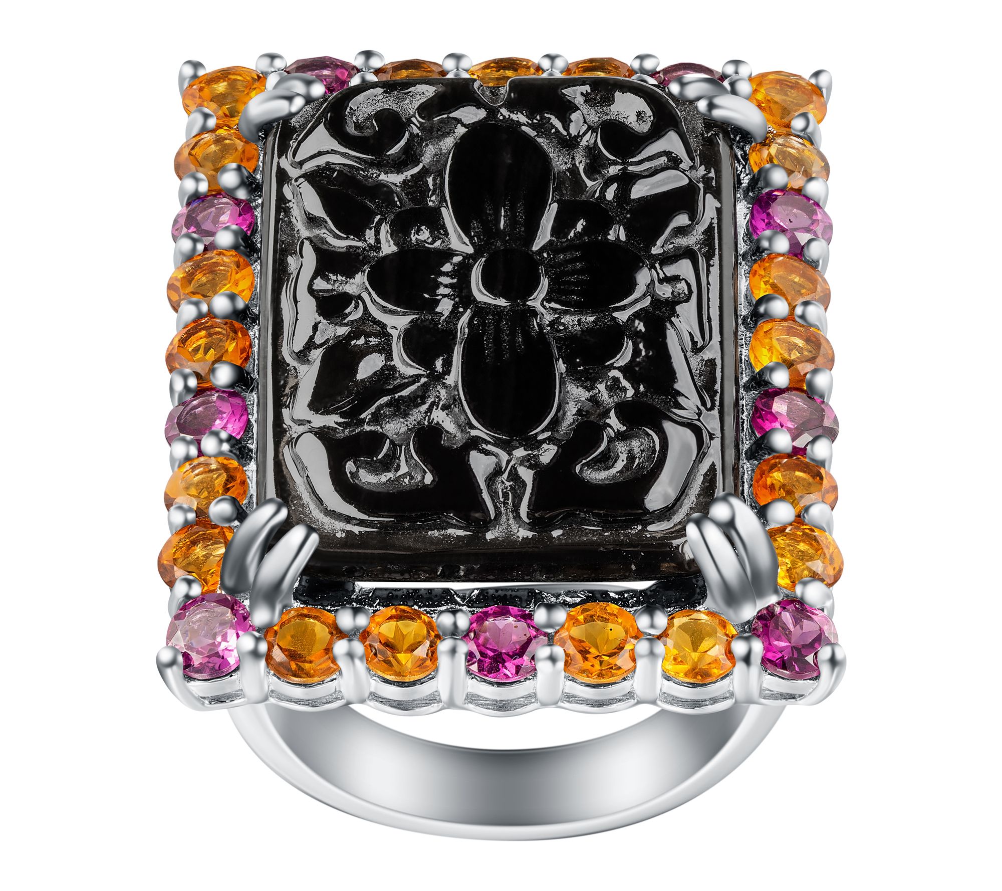 Affinity Gems Multi-Gemstone Carved Cocktail Ring, Sterling
