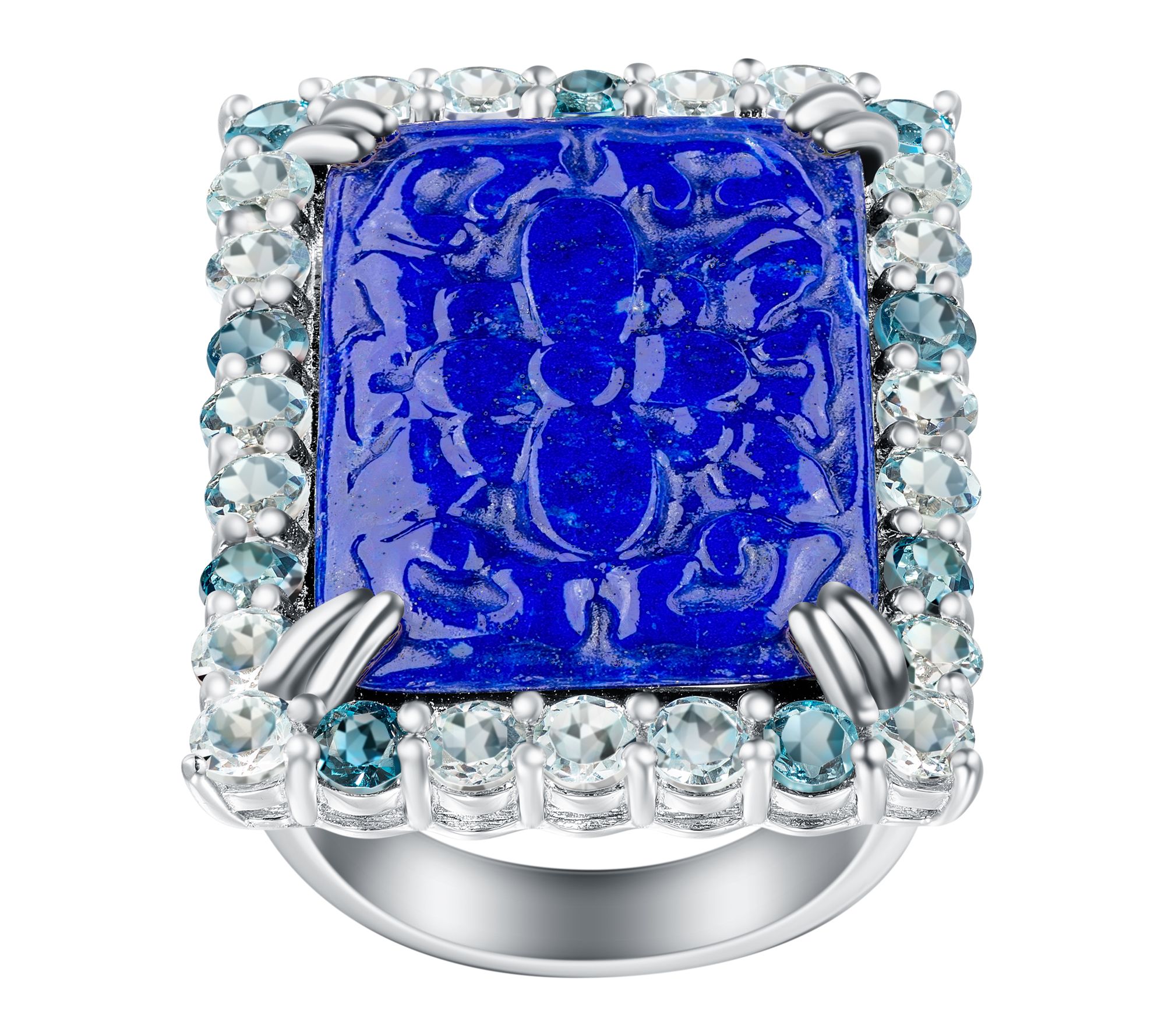 Affinity Gems Multi-Gemstone Carved Cocktail Ring, Sterling