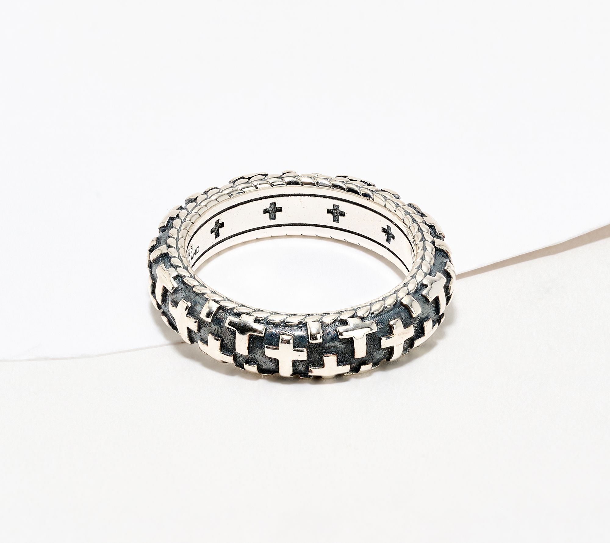 JAI Sterling Silver Symbols of Love Textured Band Ring