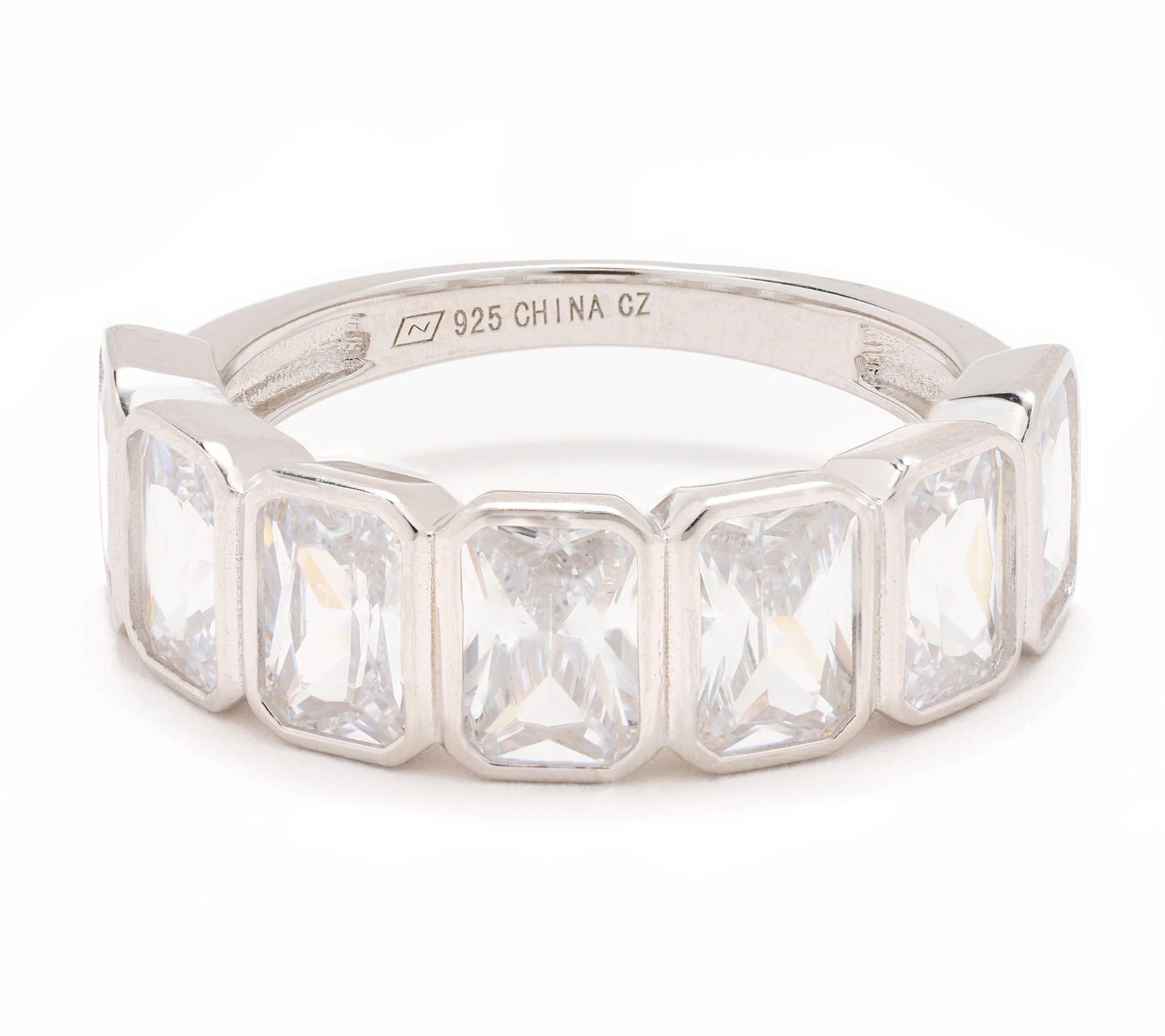 Diamonique Classics Emerald Band Ring, Sterling Silver