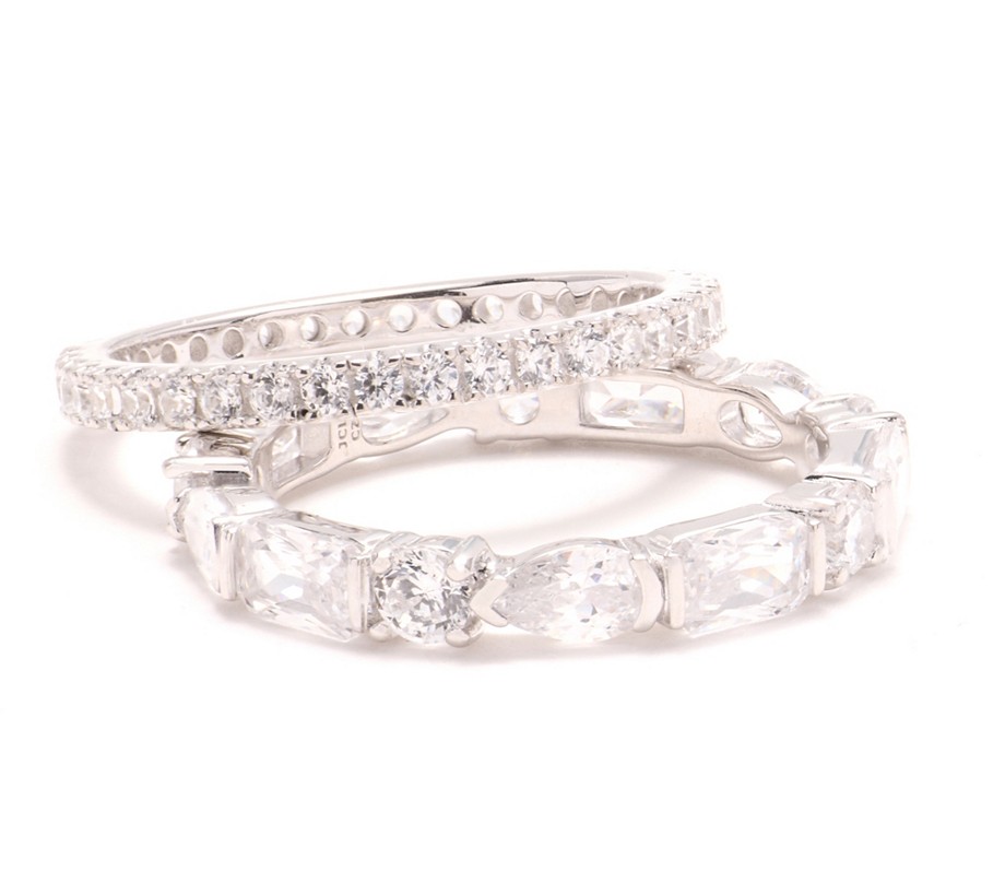 Diamonique x Jennifer Miller Stacking Ring Set, Sterling Silver