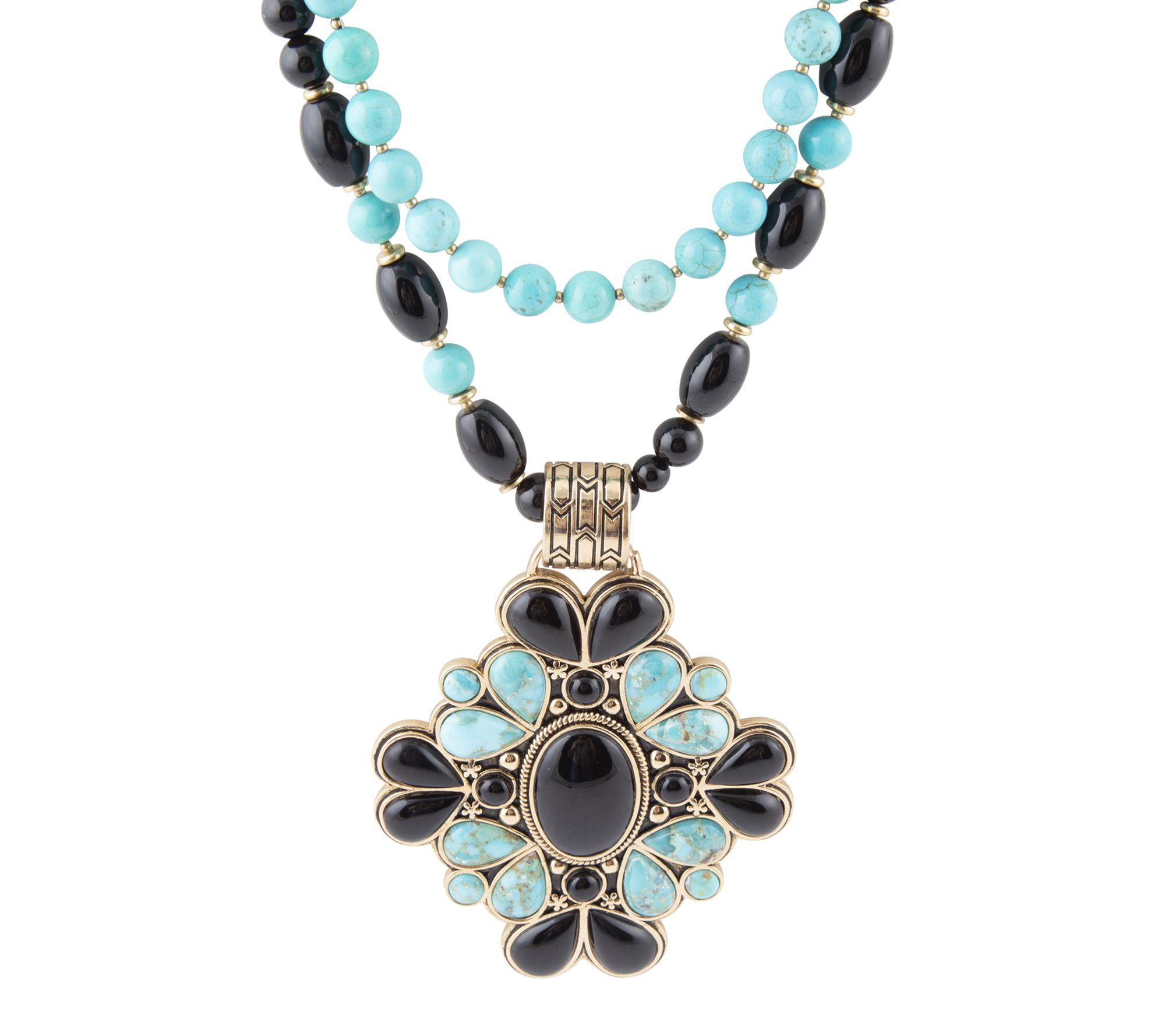 Barse Artisan Crafted Barcelona Turquoise & Ony x Necklace