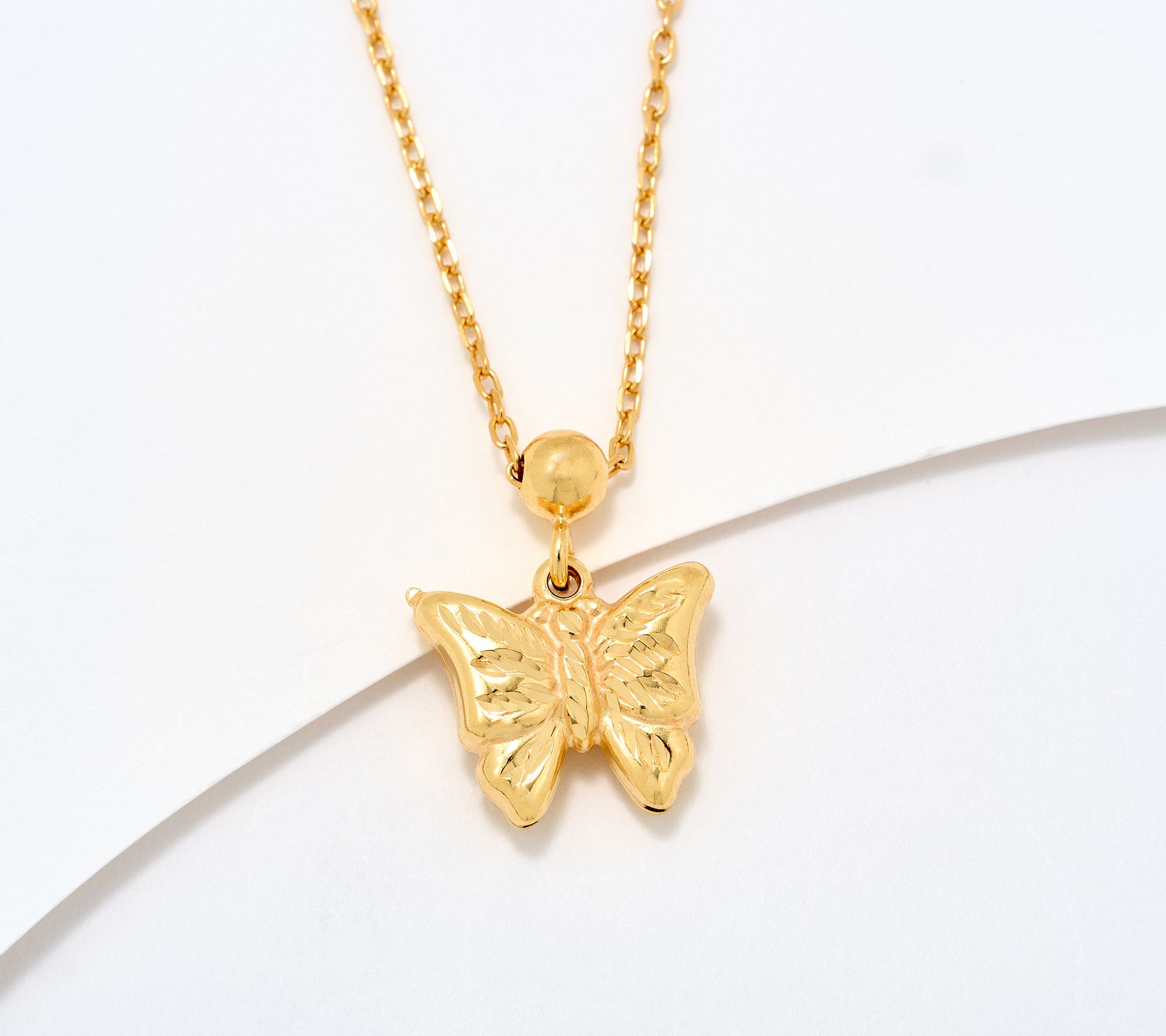 "As Is" UltraFine 950 Silver Revers. Butterfly Motif Necklace