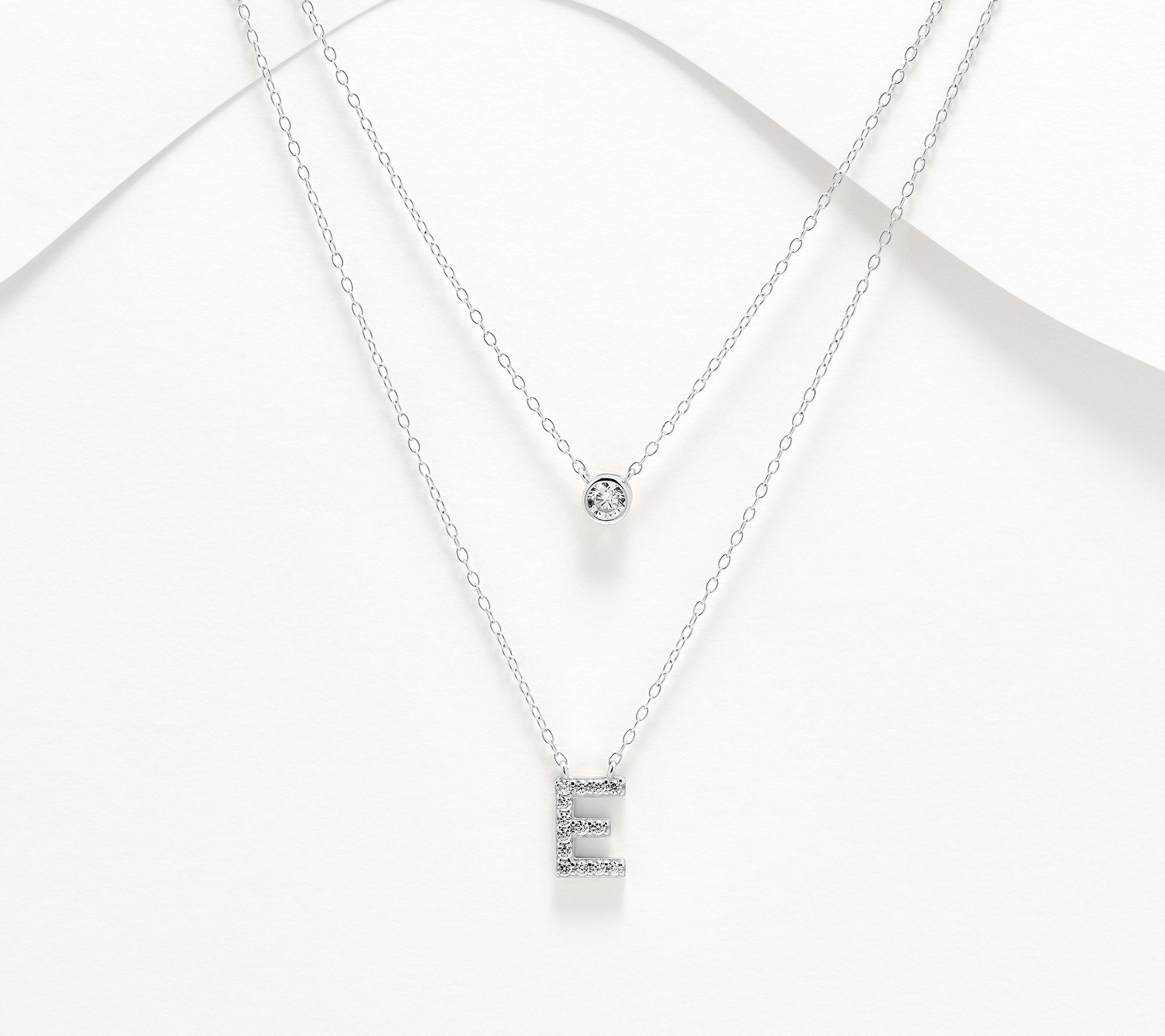 "As Is" Diamonique Sterling Silver Initial Necklace