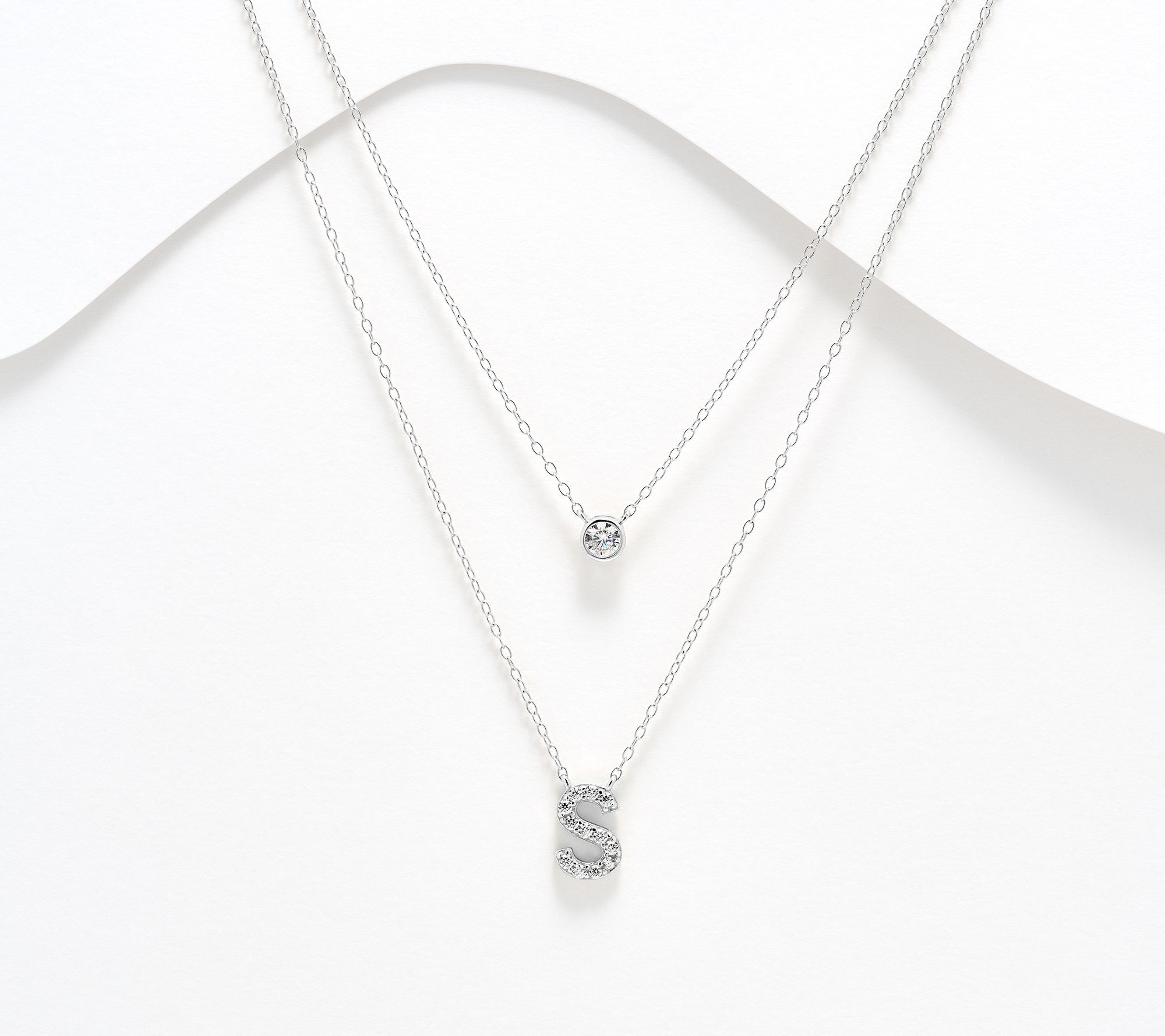 "As Is" Diamonique Sterling Silver Initial Necklace