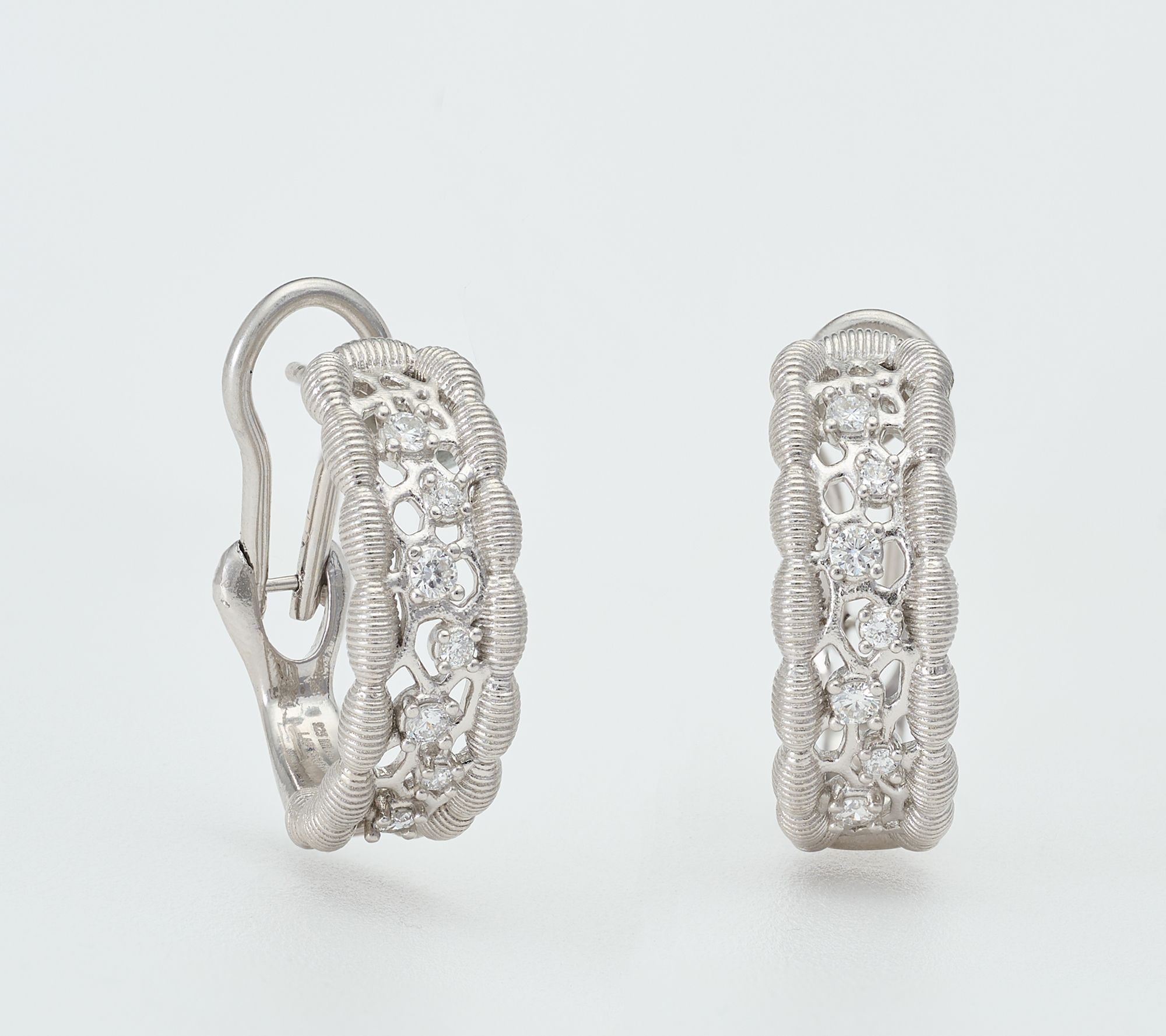 David Markstein 0.46 cttw Lab Grown Diamond Couture Sterling Hoops