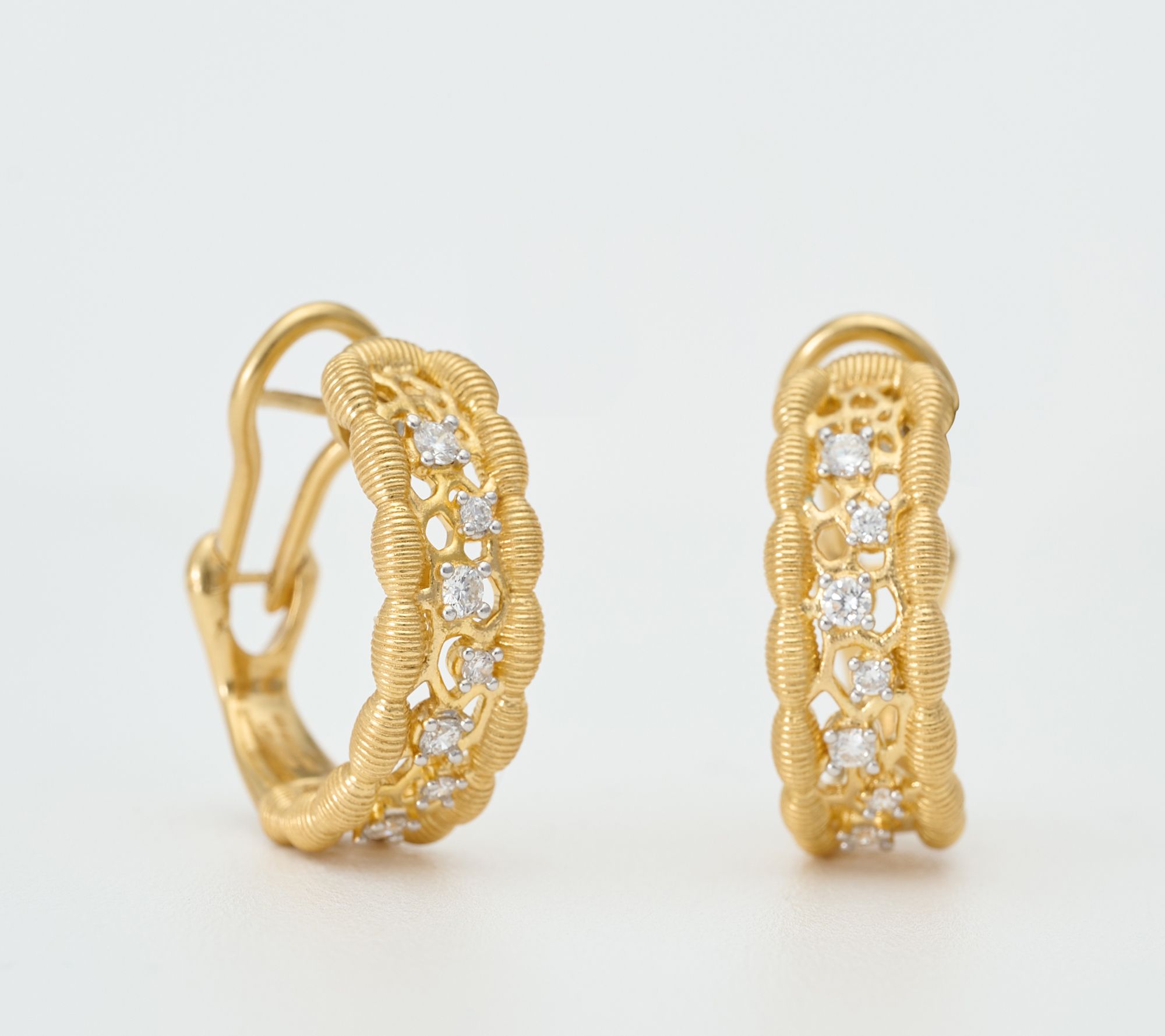 David Markstein 0.46 cttw Lab Grown Diamond Couture Sterling Hoops