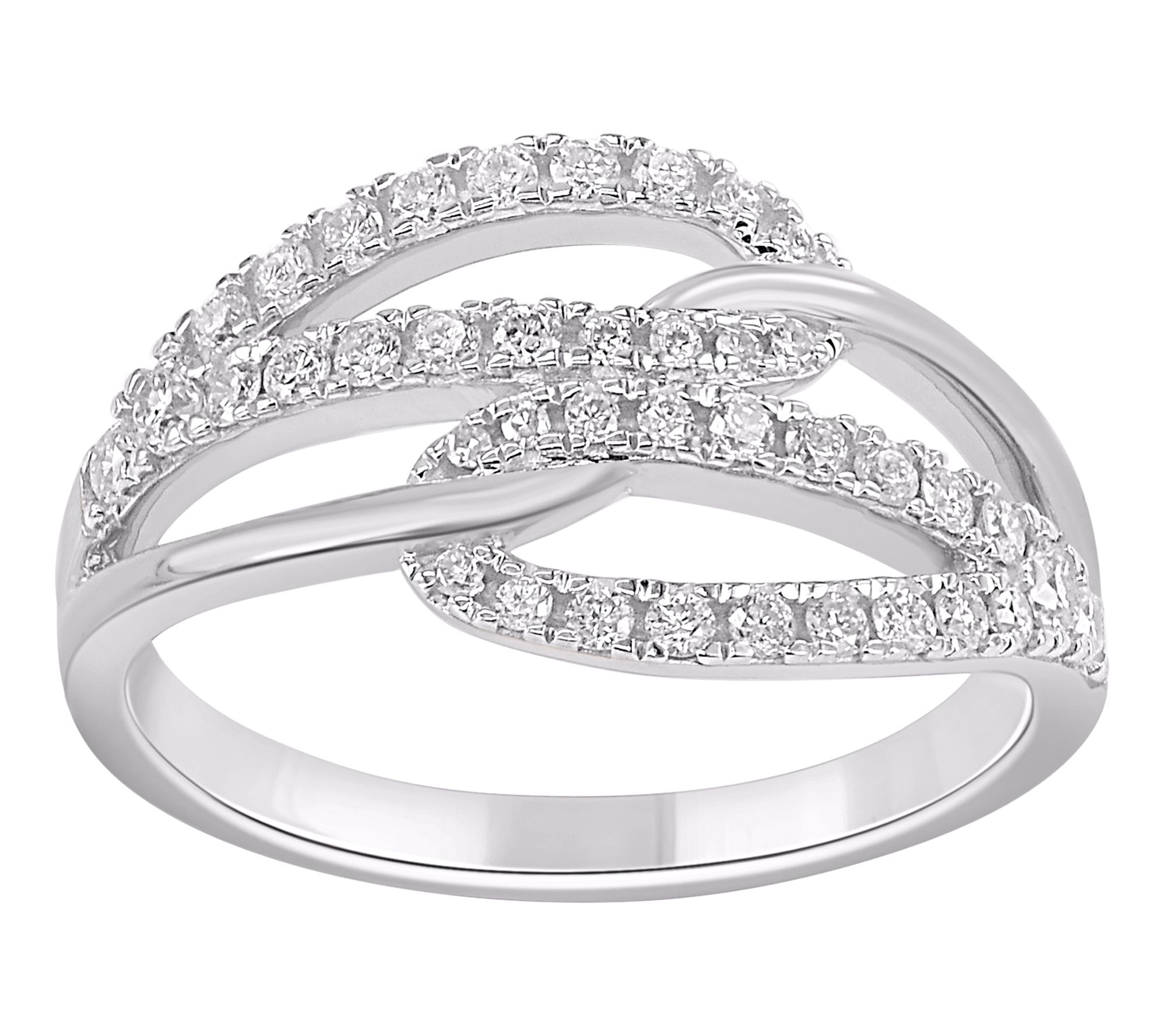 Affinity Diamonds 0.50 cttw Crossover Ring, Sterling Silver