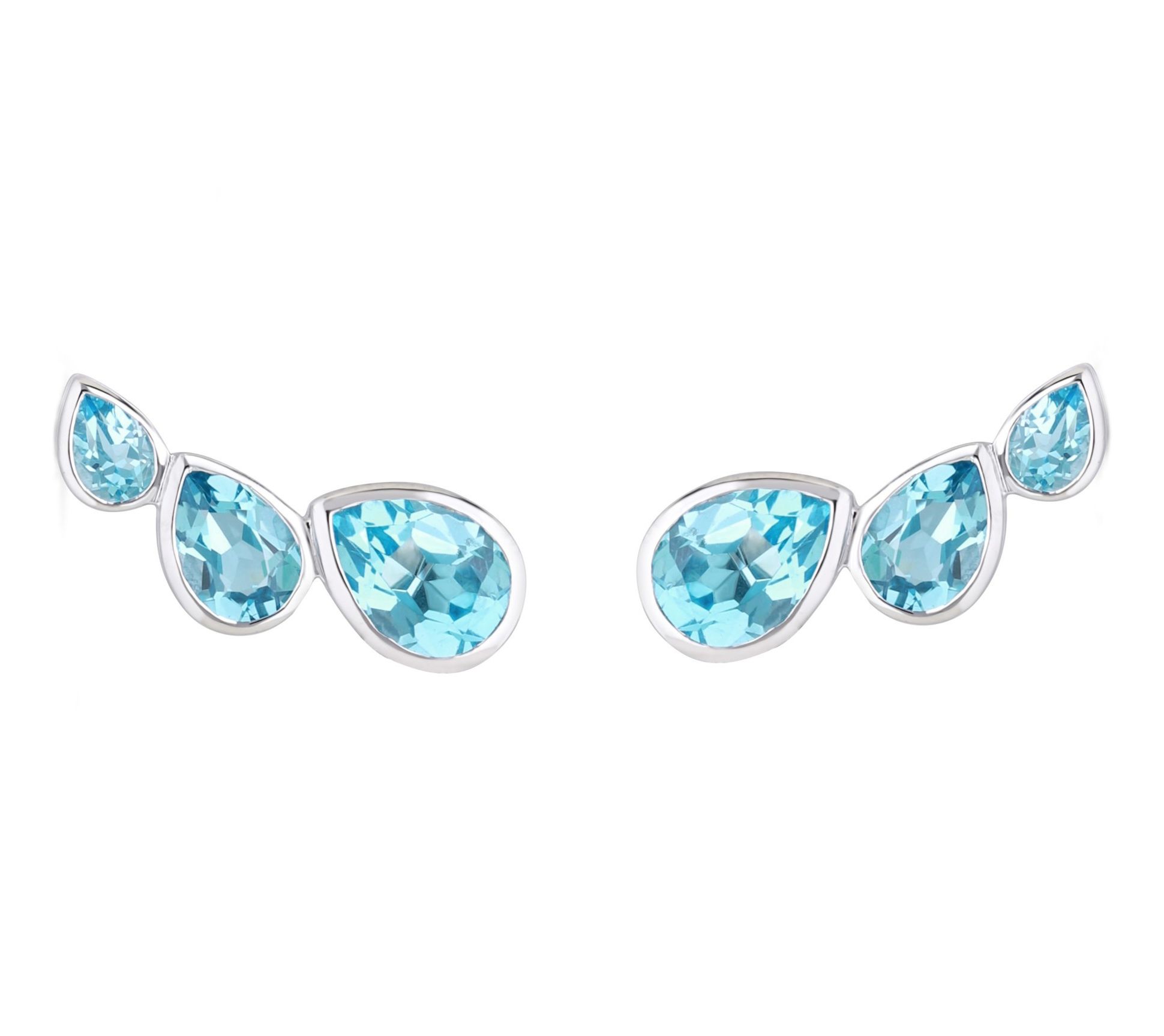 Ariva Sterling Silver Swiss Blue Topaz ClimberEarrings