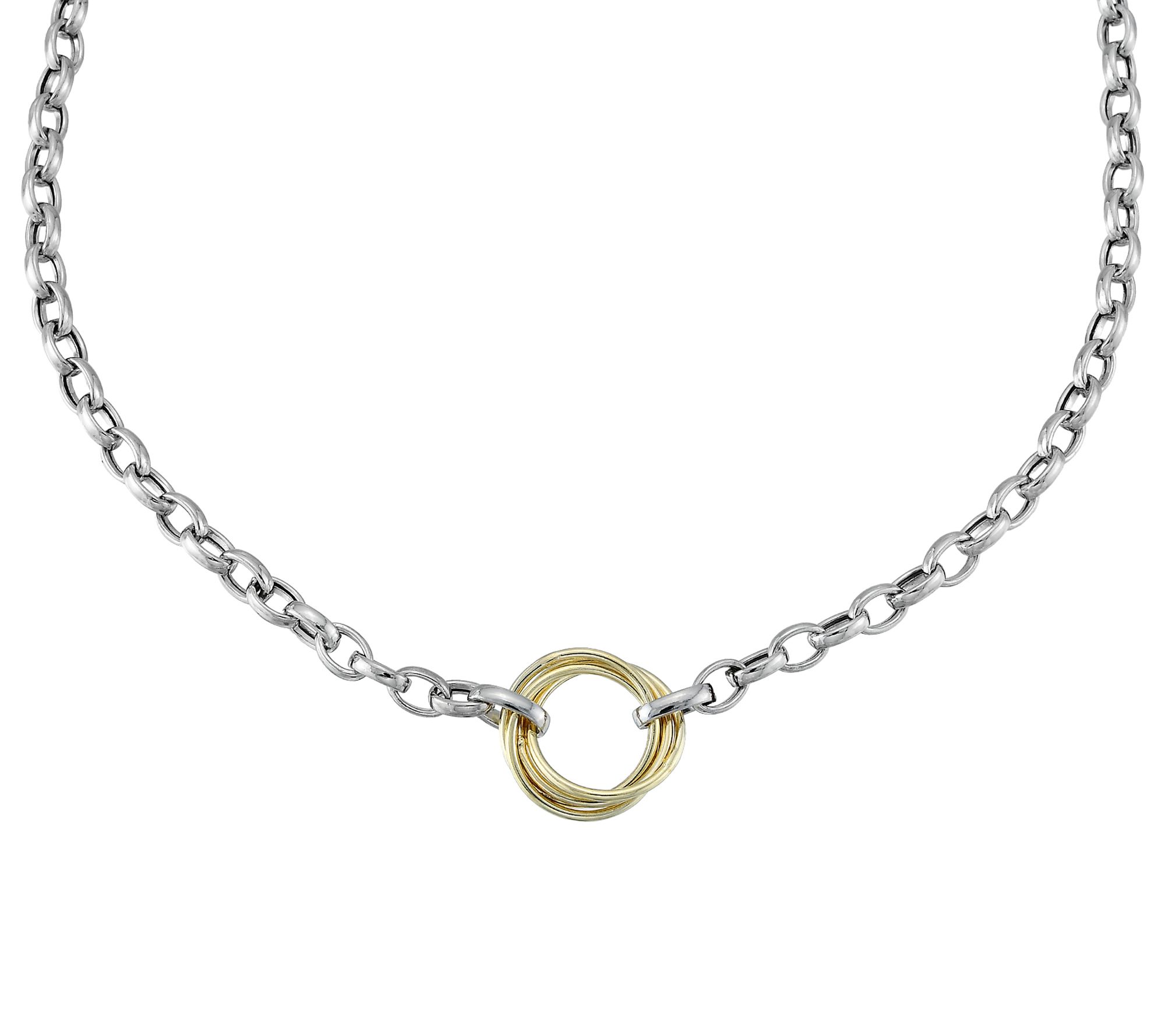 Silver Style Two-Tone Eternity Circle Necklace,Sterling