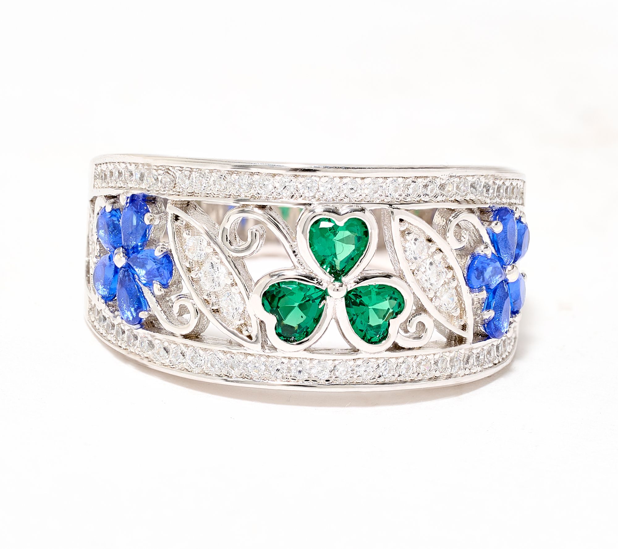"As Is " Solvar Sterling Silver Shamrock & Forget Me Not Ring