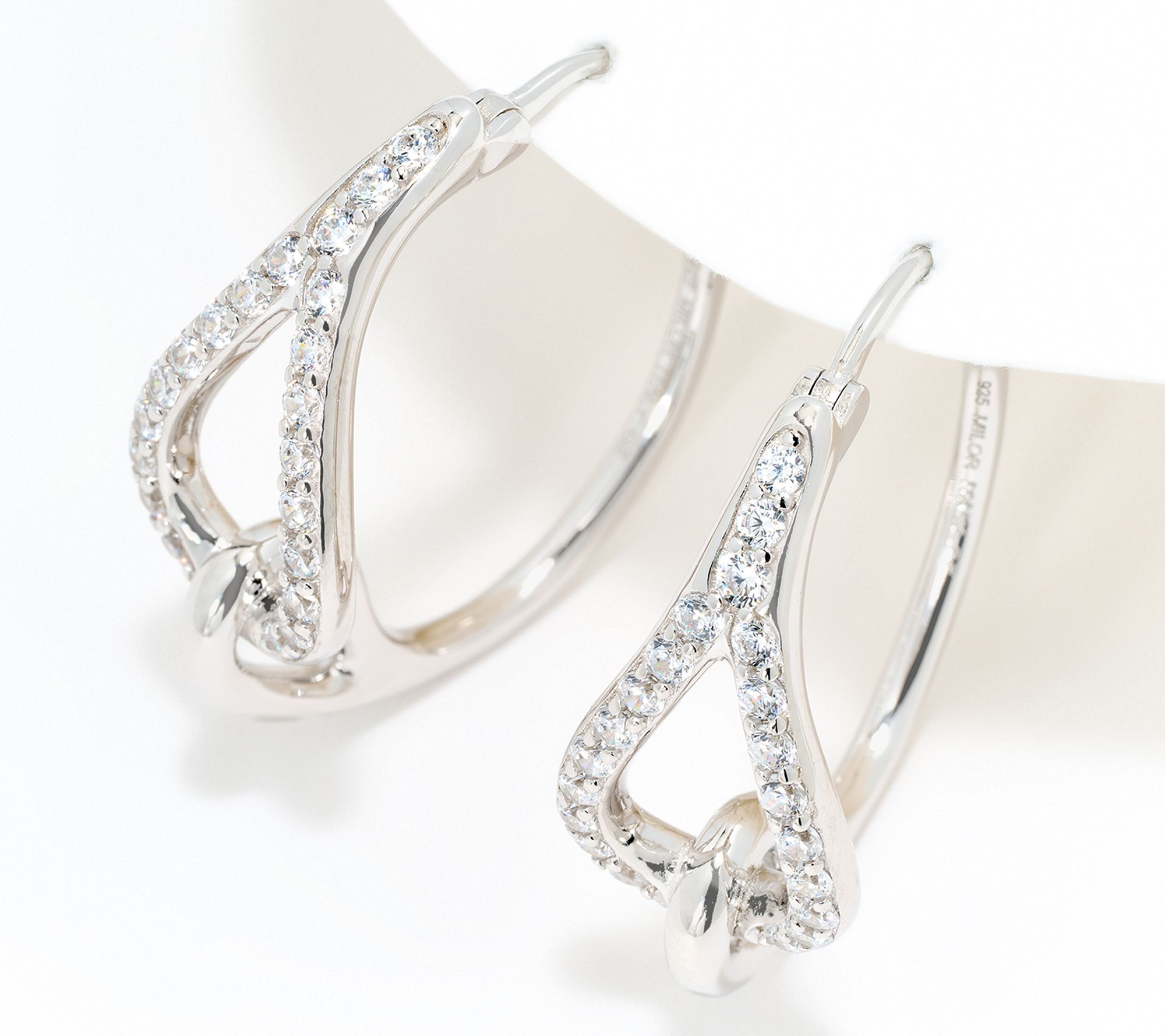 Diamonique Italia Oval Interlocking Earrings, Sterling