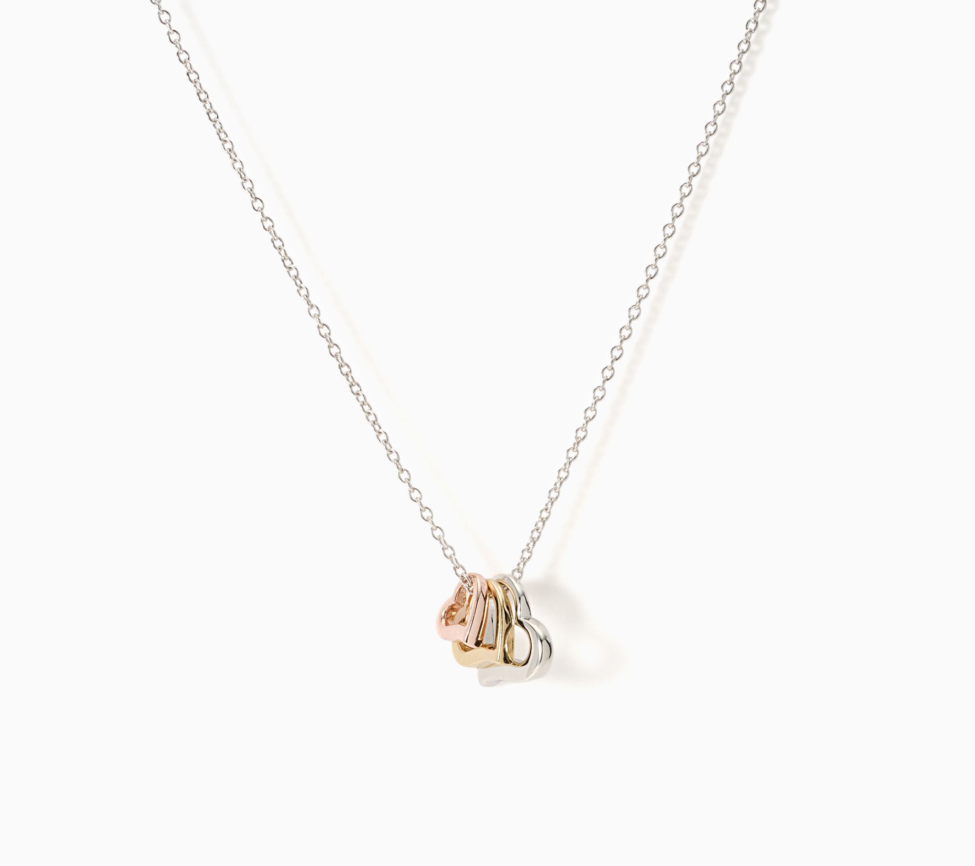 Silver Style Triple Heart Necklace, Sterling Silver