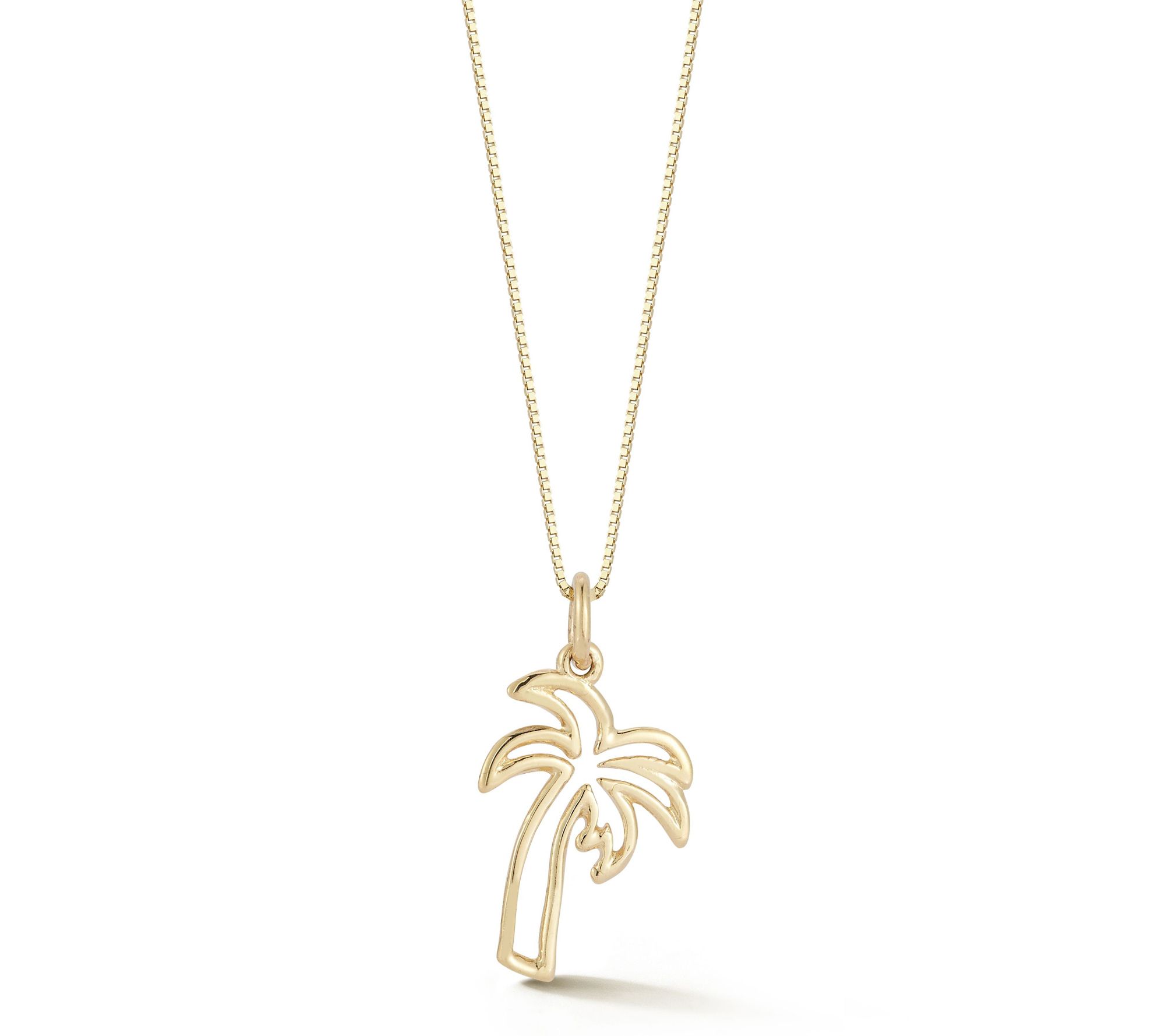 Italian Gold Palm Tree Pendant w/ Chain, 14K