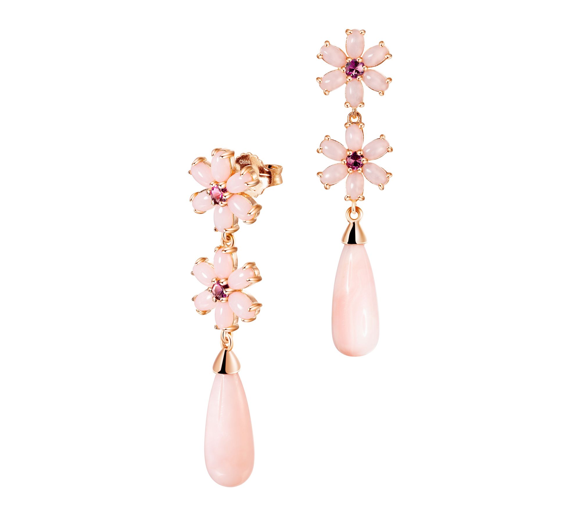 Affinity Gems Broilette Pink Opal Earrings, Sterling Silver