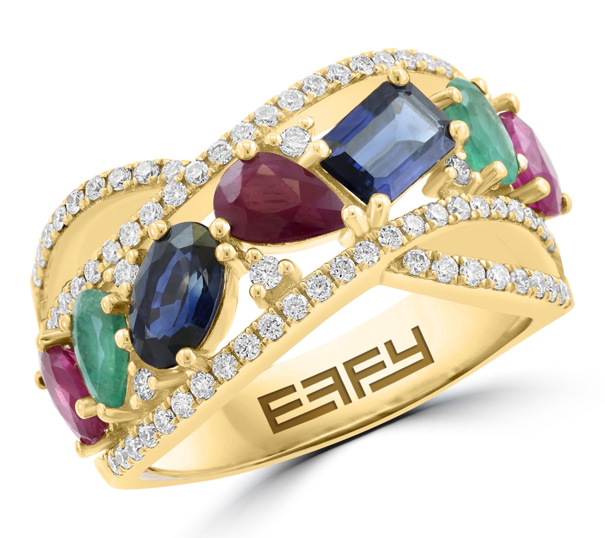 Effy Diamond, Emerald, Ruby & Sapphire Ring, 14K Gold