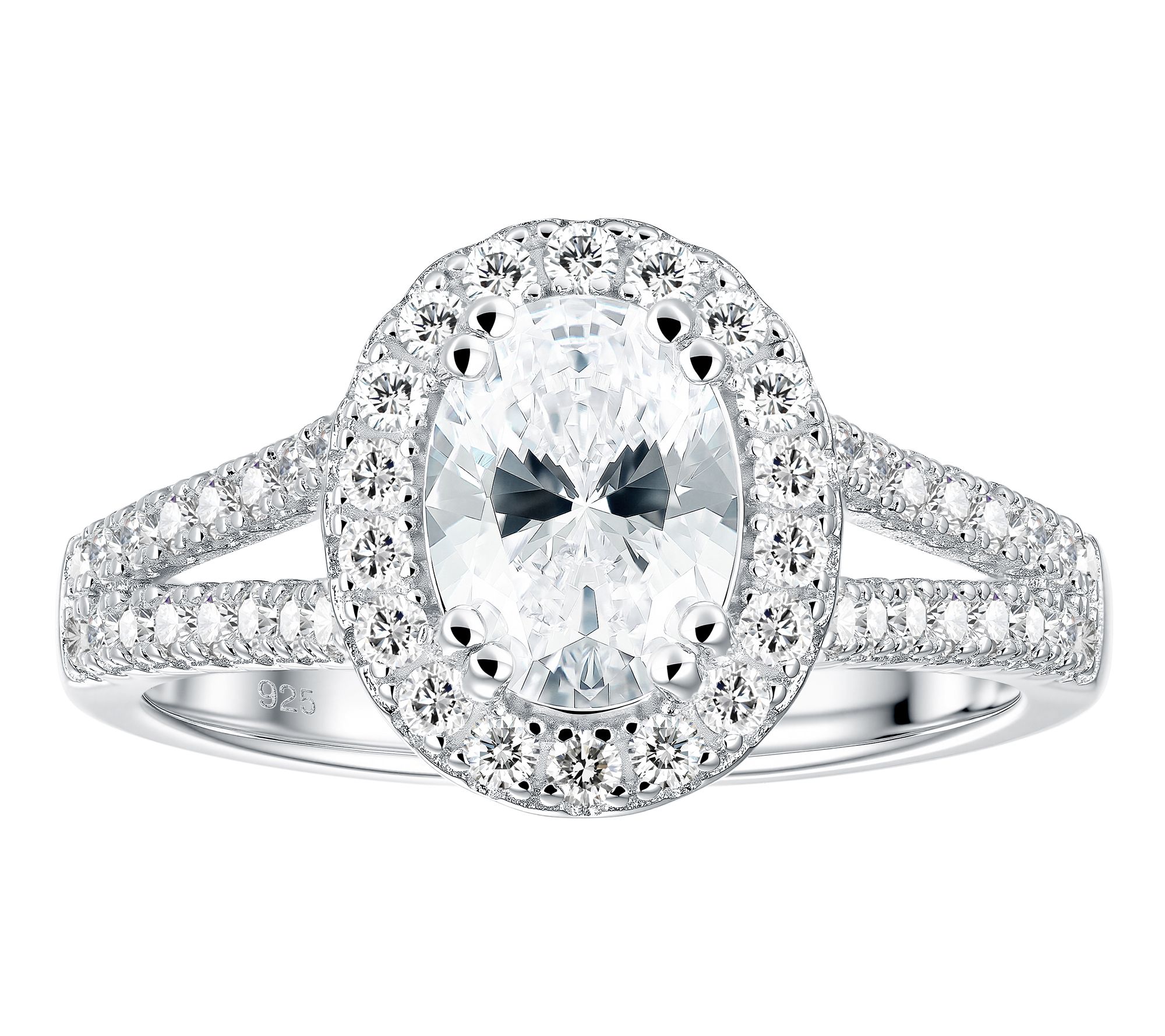 Diamonique Halo Cocktail Ring, Sterling Silver