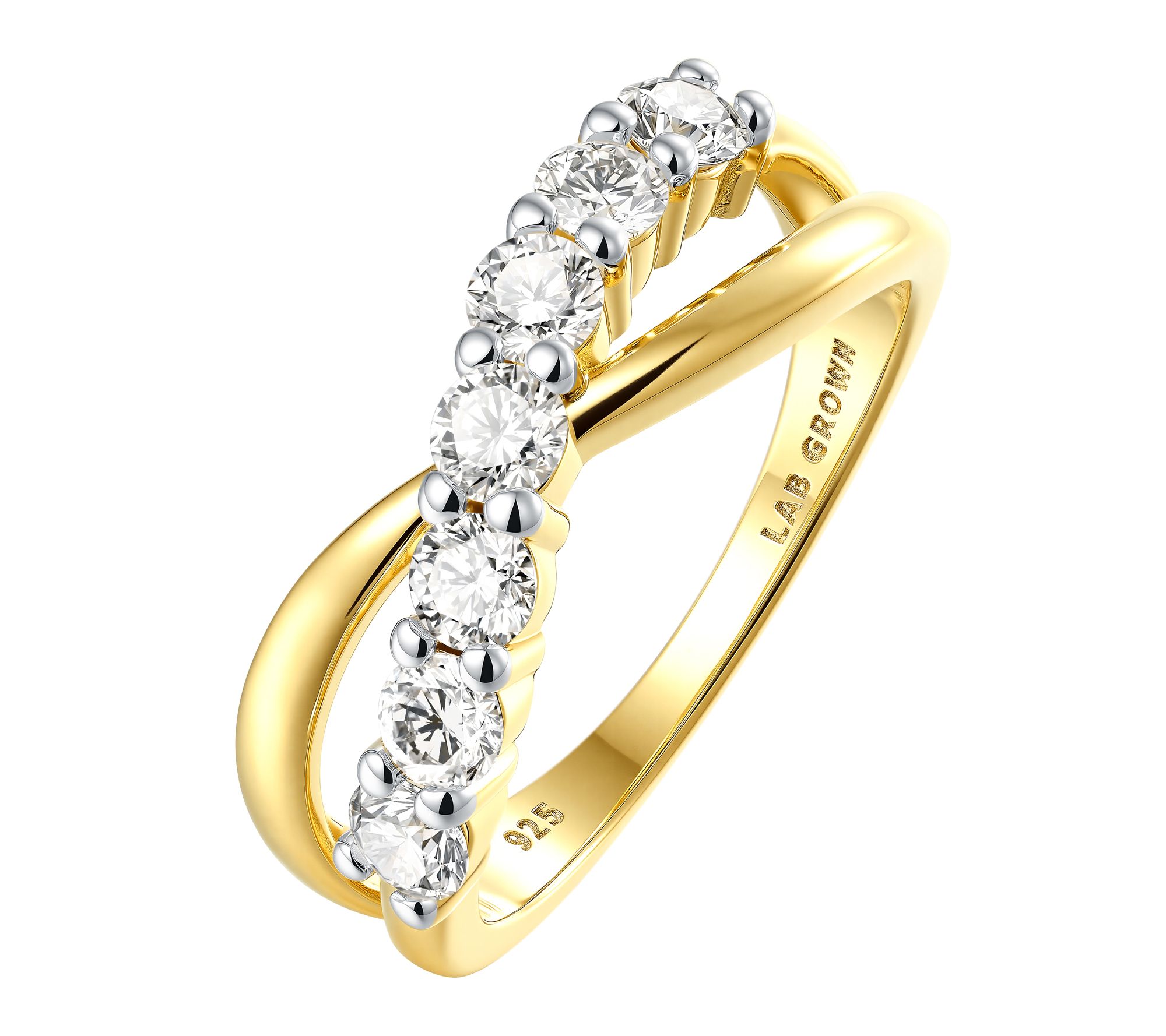 Fire Light Lab Grown Diamond Crossover Ring, 14K Gold Plated