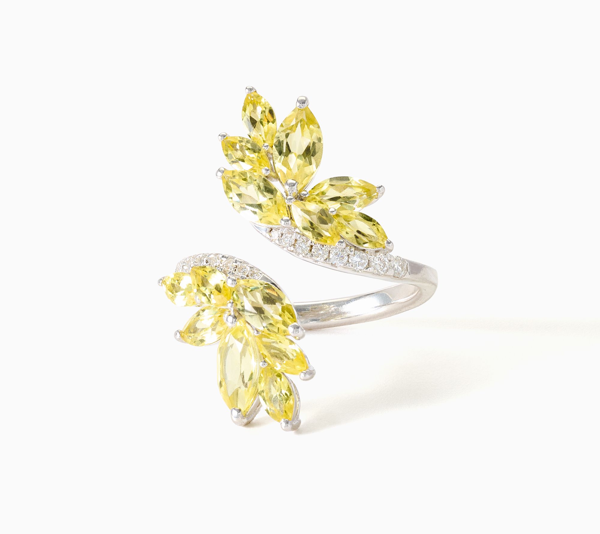 Gemistry Lab Grown Sapphire & Diamond Cluster Bypass Ring, Sterling