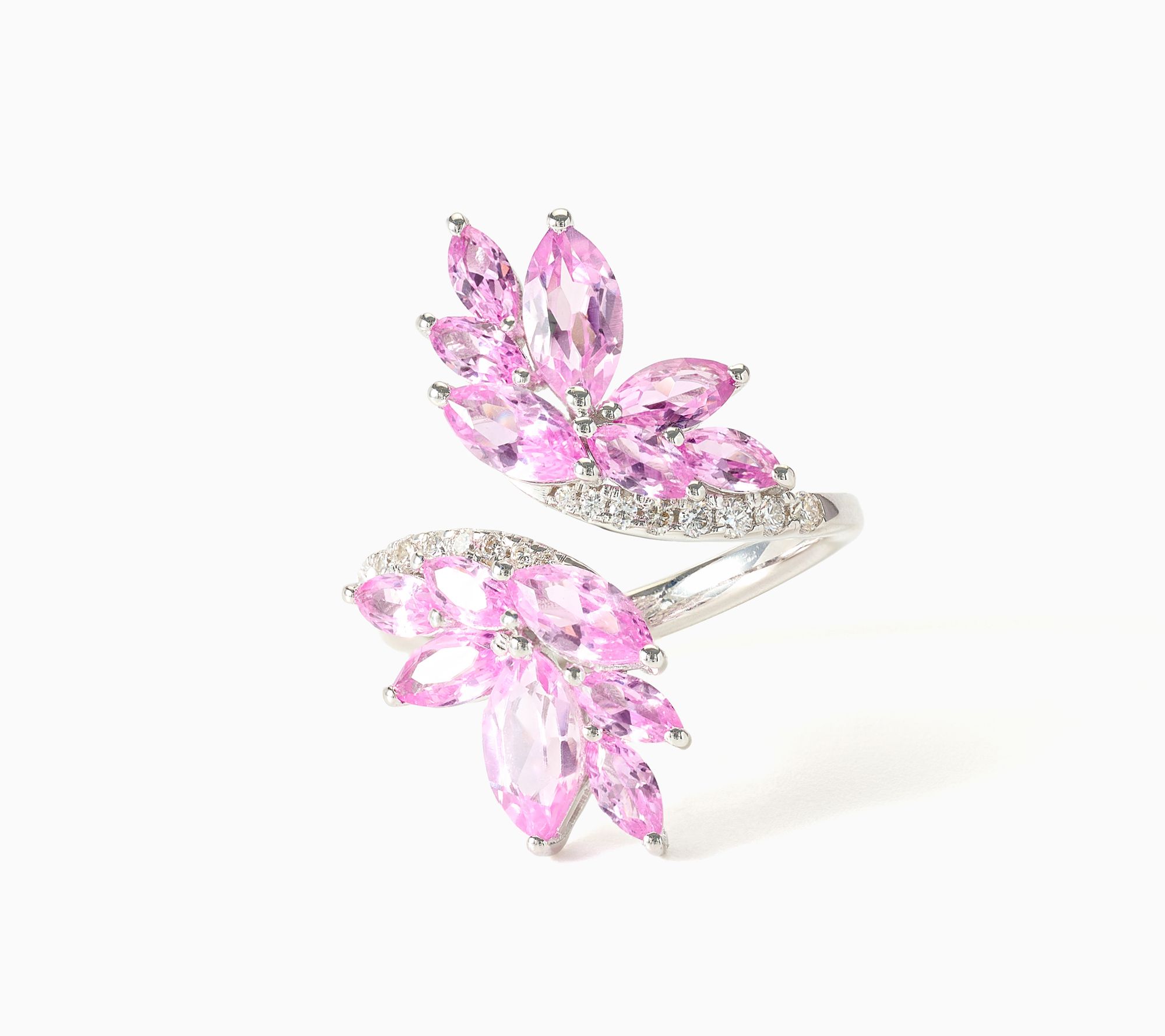 Gemistry Lab Grown Sapphire & Diamond Cluster Bypass Ring, Sterling