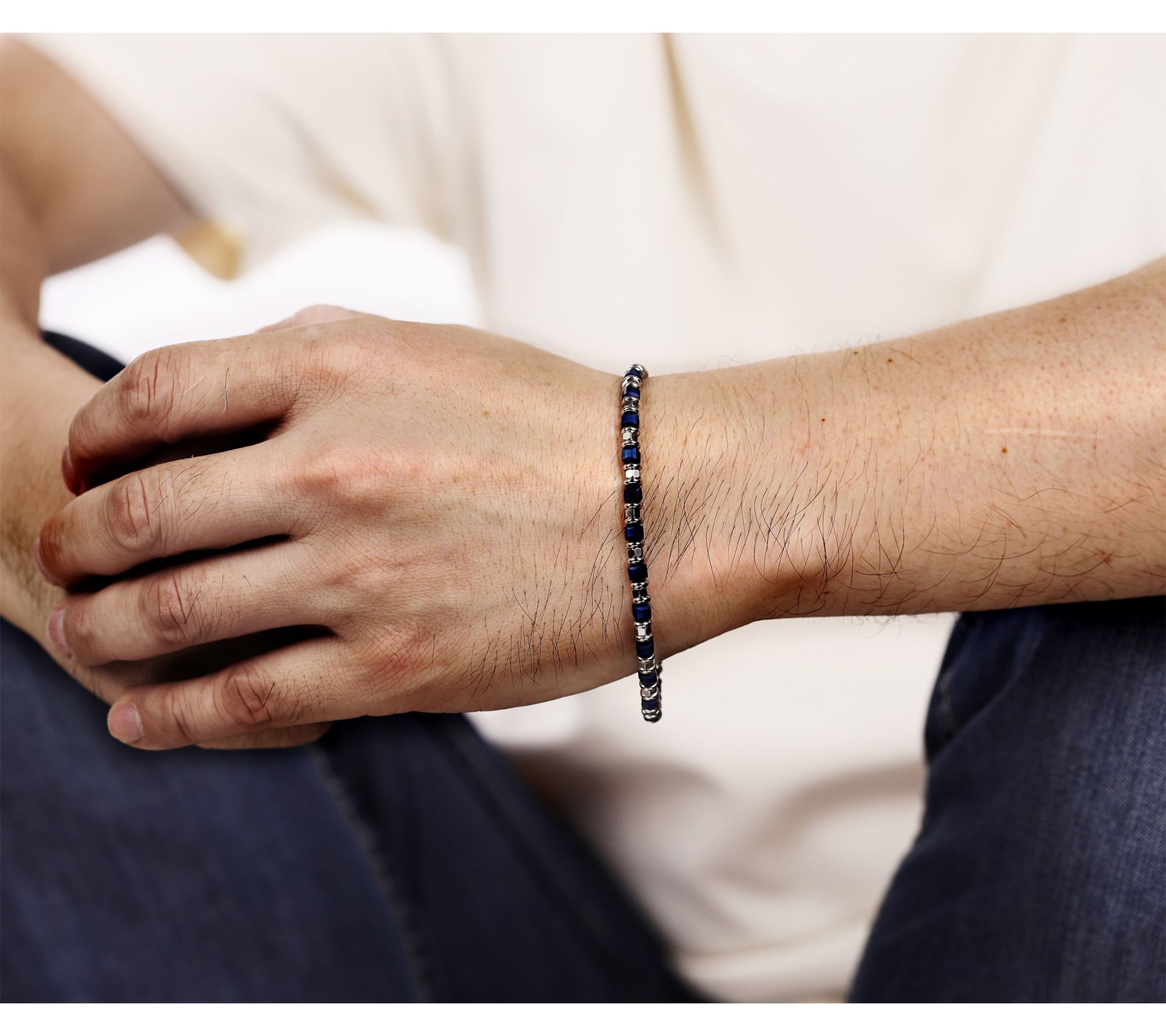 LYNX Men's Stainless Steel Ion Plated Bead Chain Bracelet - QVC.com