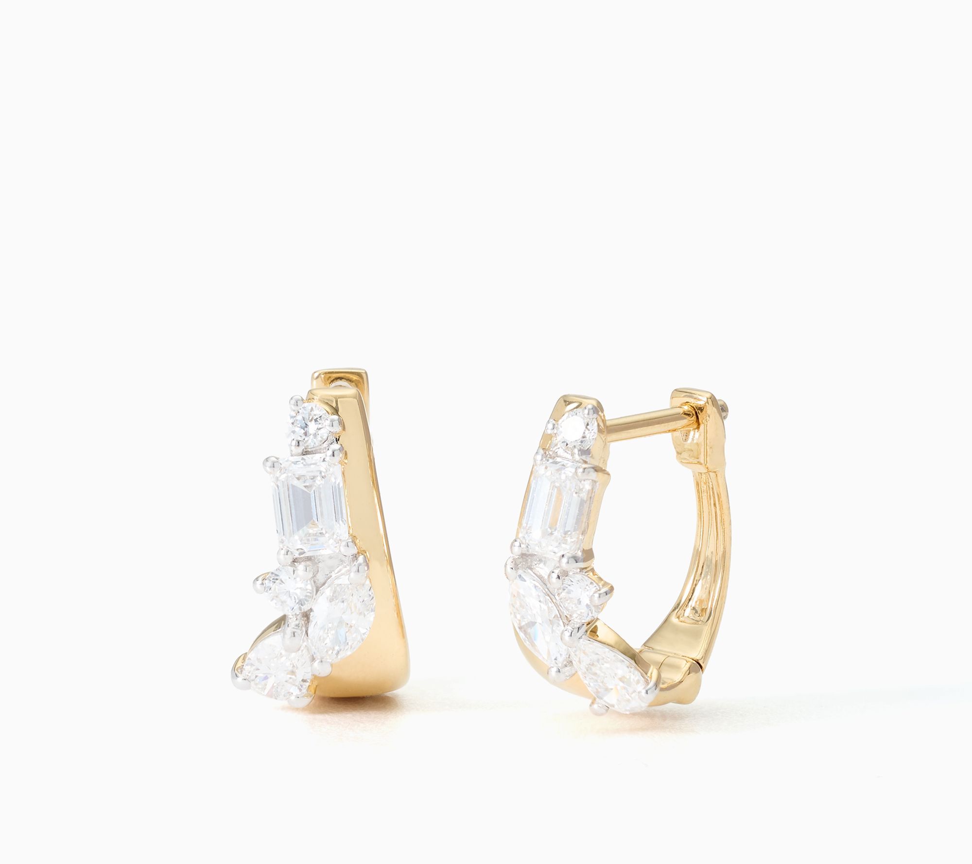 Fire Light Lab Grown Diamonds 0.75 ctw Mixed Cut Earrings, Sterling Silver