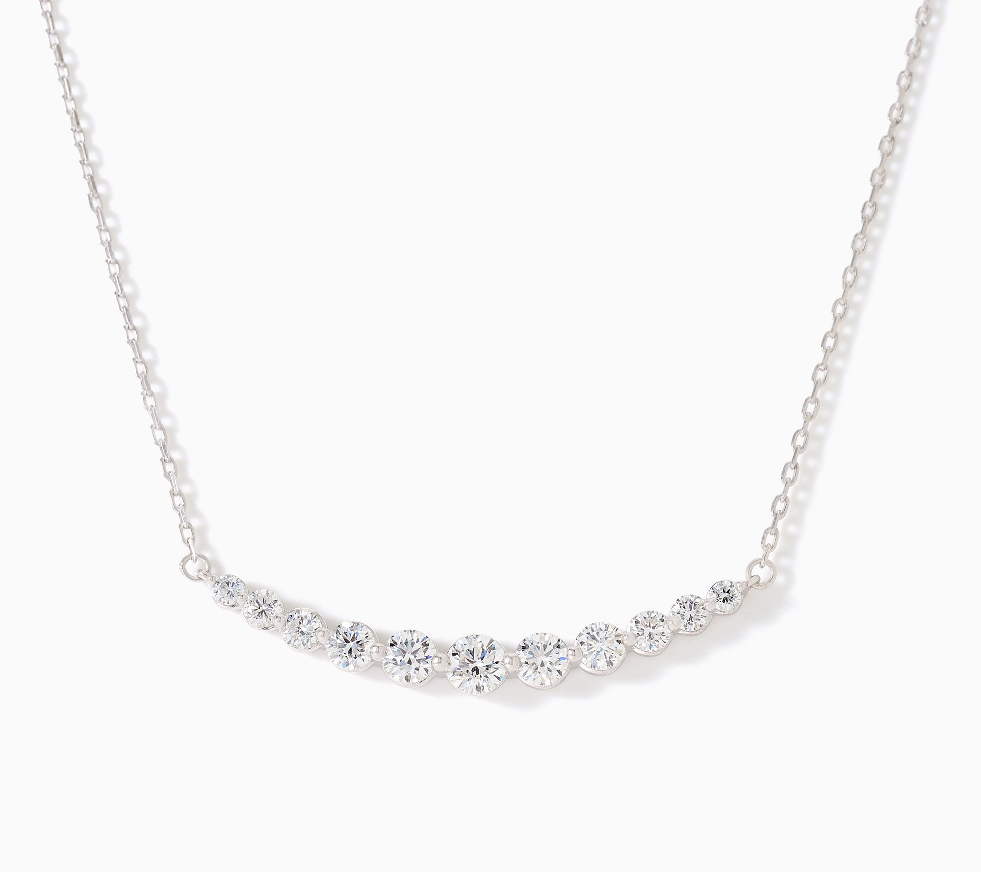 ShWk 11/30 Fire Light Lab Grown Diamonds 1.00 ctw Smile Necklace, Sterl