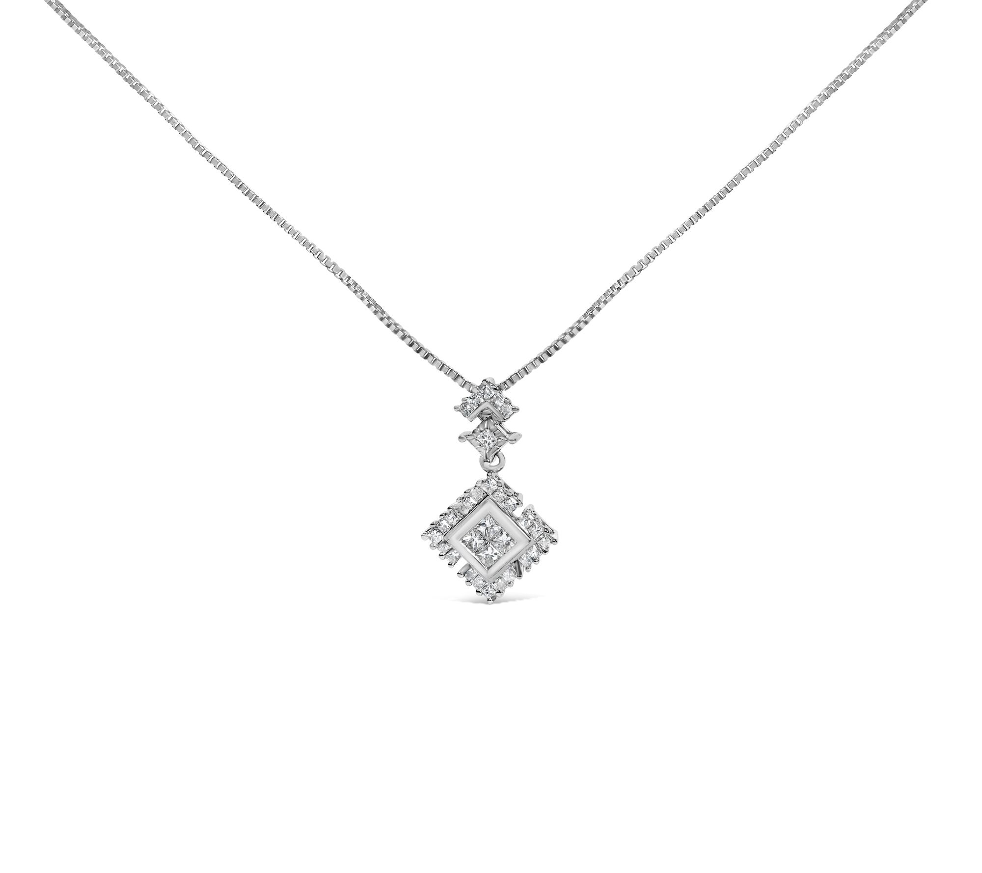 Haus of Brilliance Diamond Drop Pendant w/ Chai n, 10K Gold
