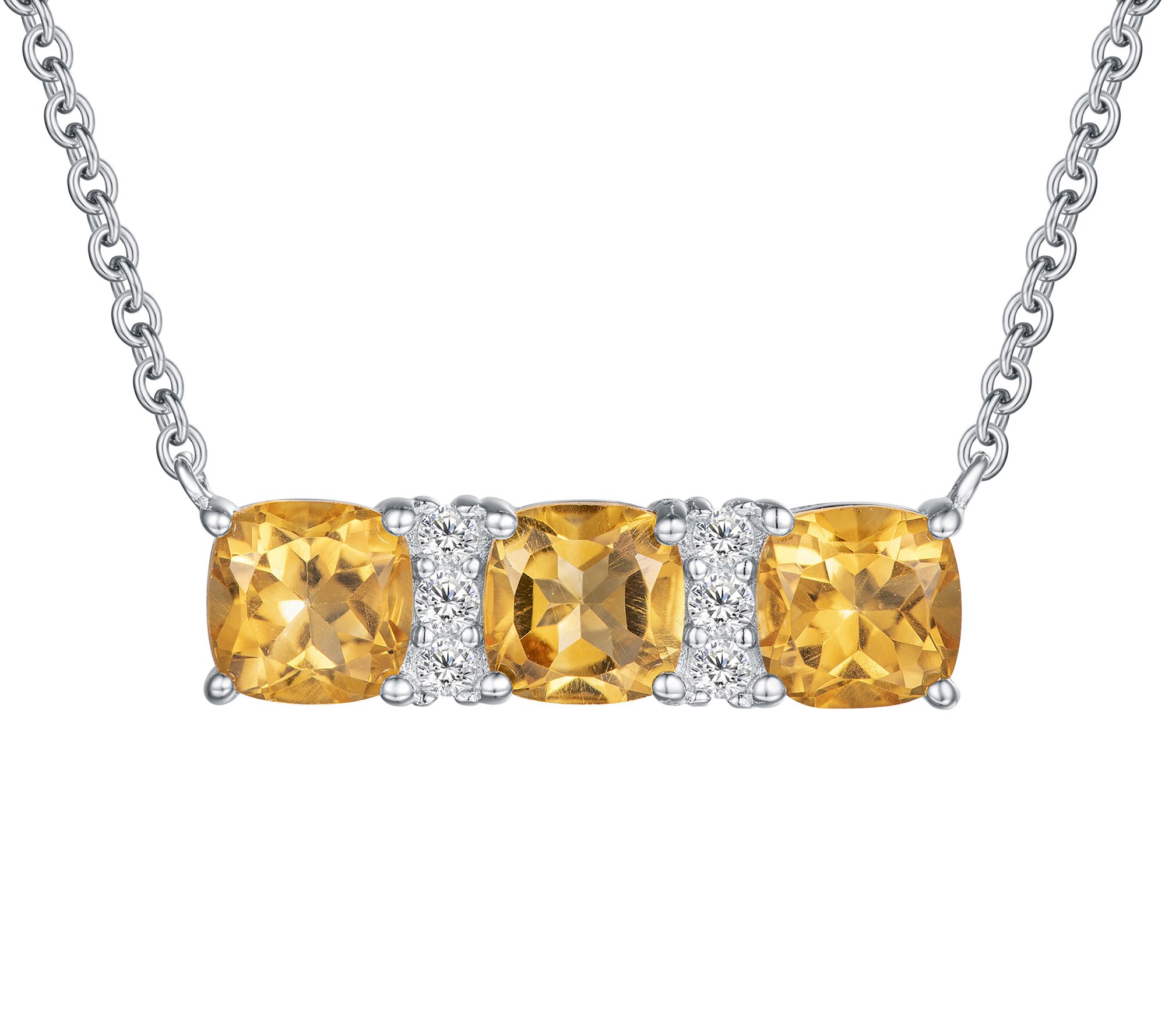 Sterling Silver Cushion-Cut Gemstone Necklace - QVC.com
