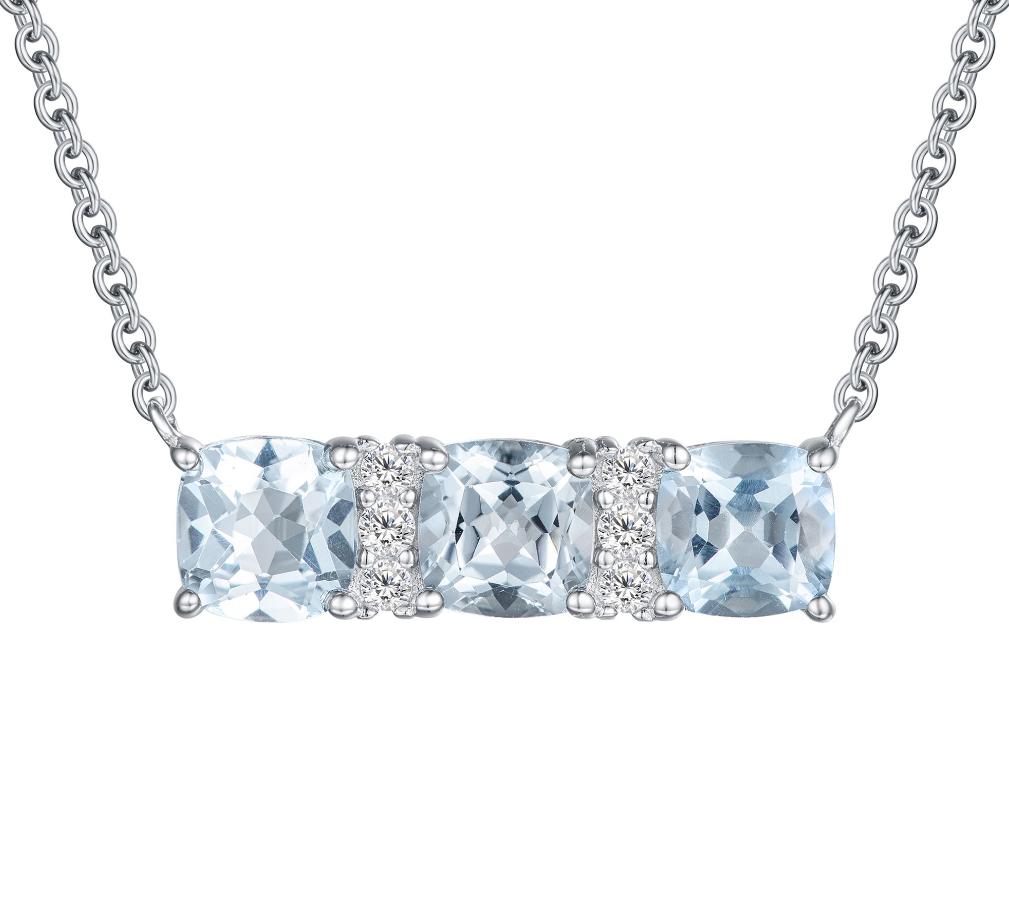Sterling Silver Cushion-Cut Gemstone Necklace