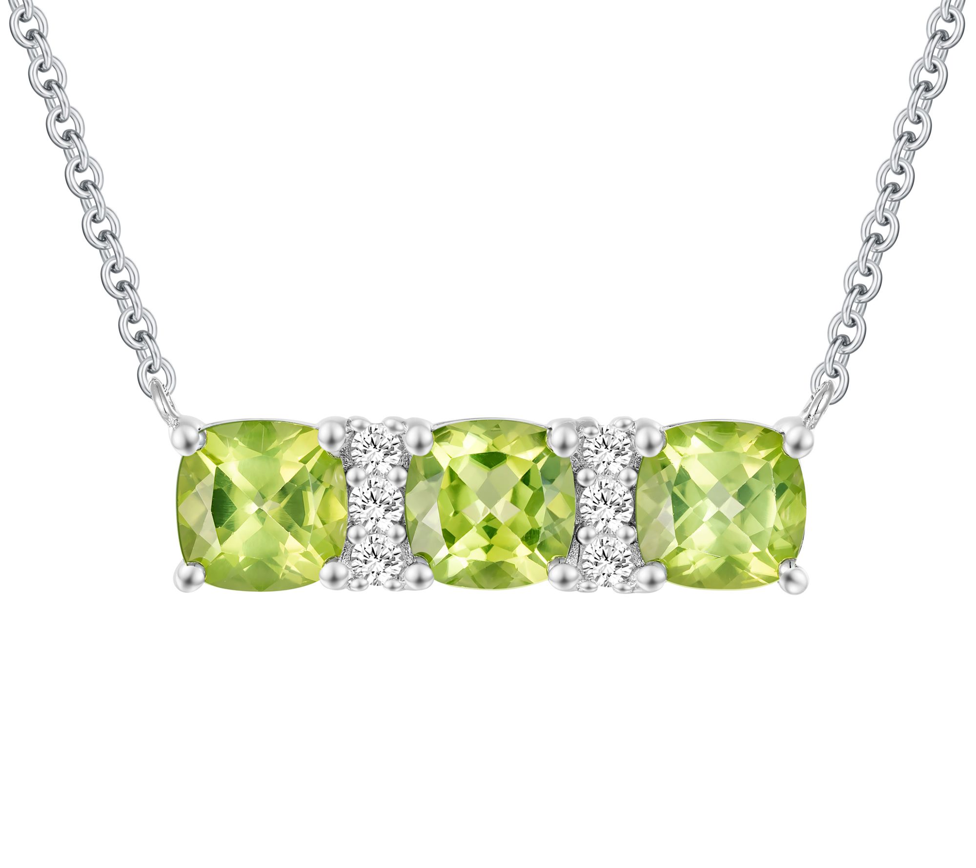 Sterling Silver Cushion-Cut Gemstone Necklace