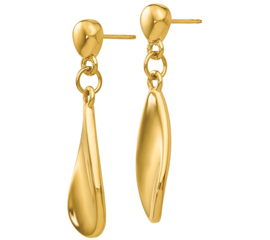 14K Gold Wavy Disc Dangle Earrings - QVC.com